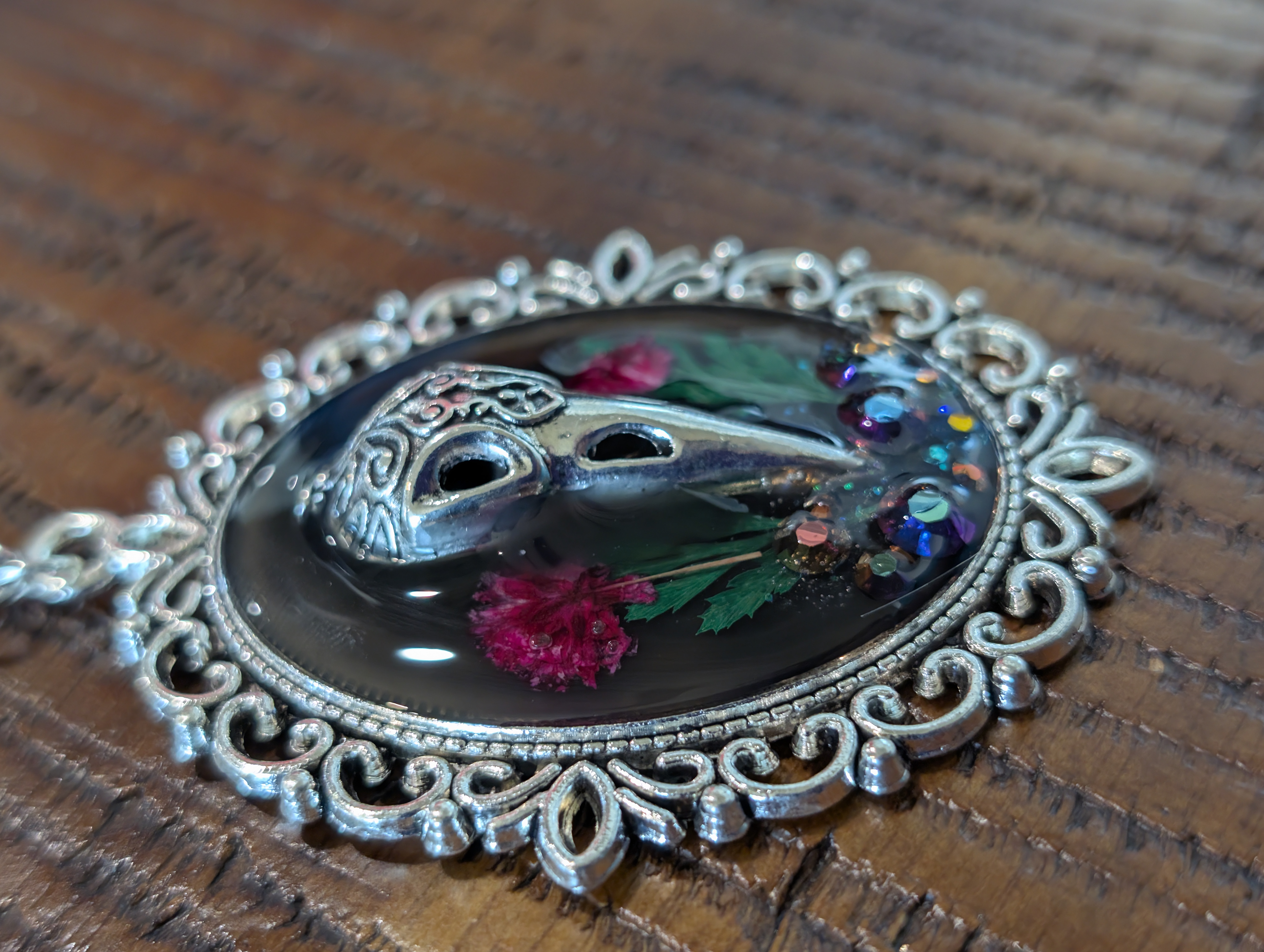 Handmade Plague Doctor Cameo Pendant