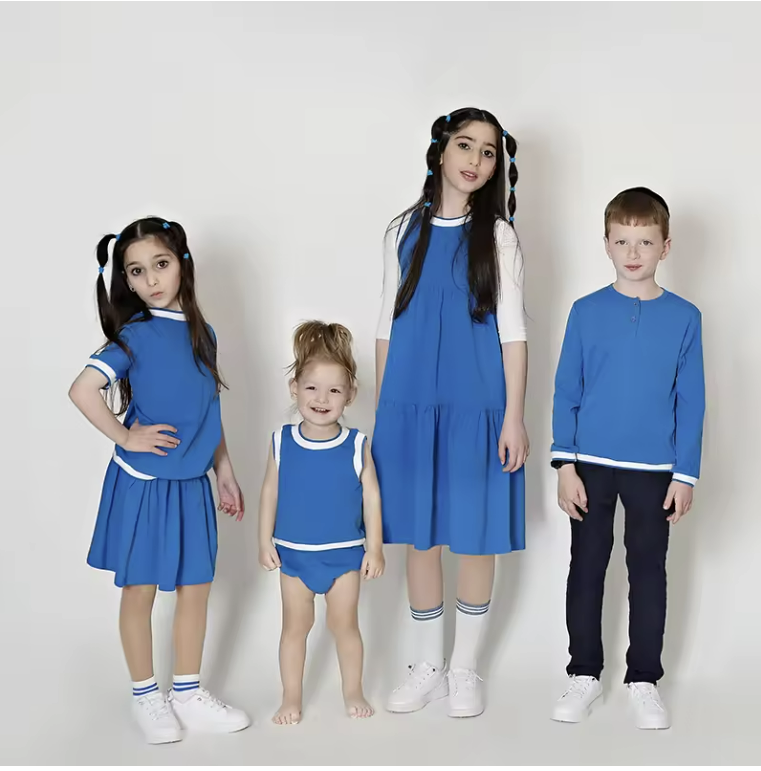 Matching Blue Family Outfits for Kids