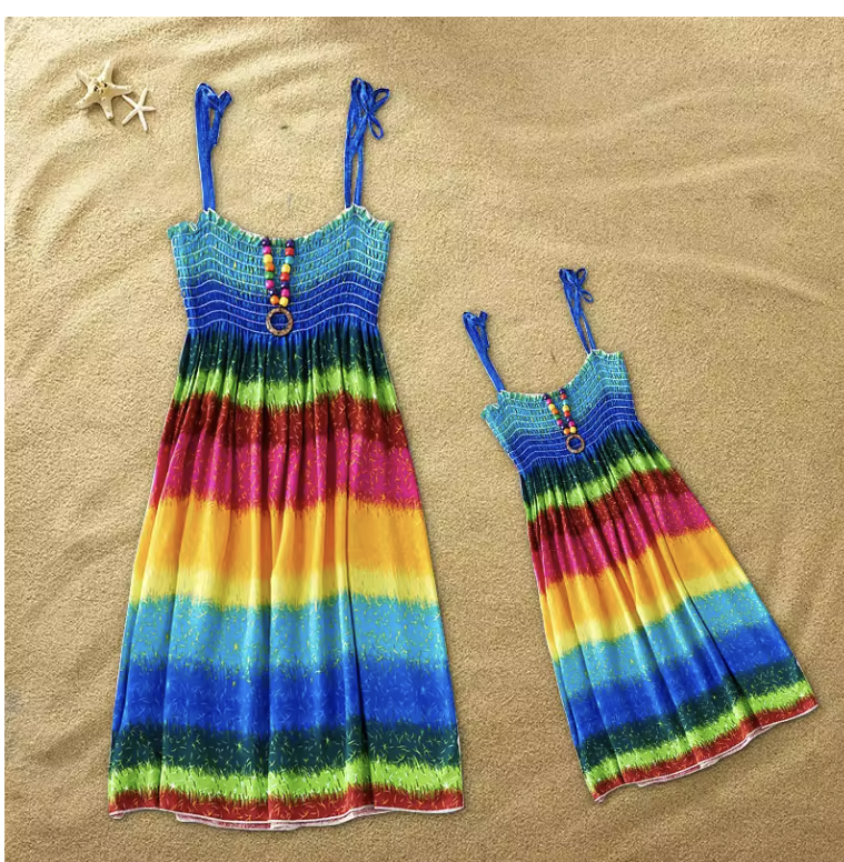 Matching Rainbow Sundress Set for Mother and Daughter