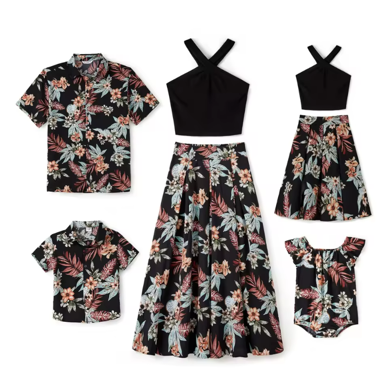 Family Matching Tropical Print Outfits