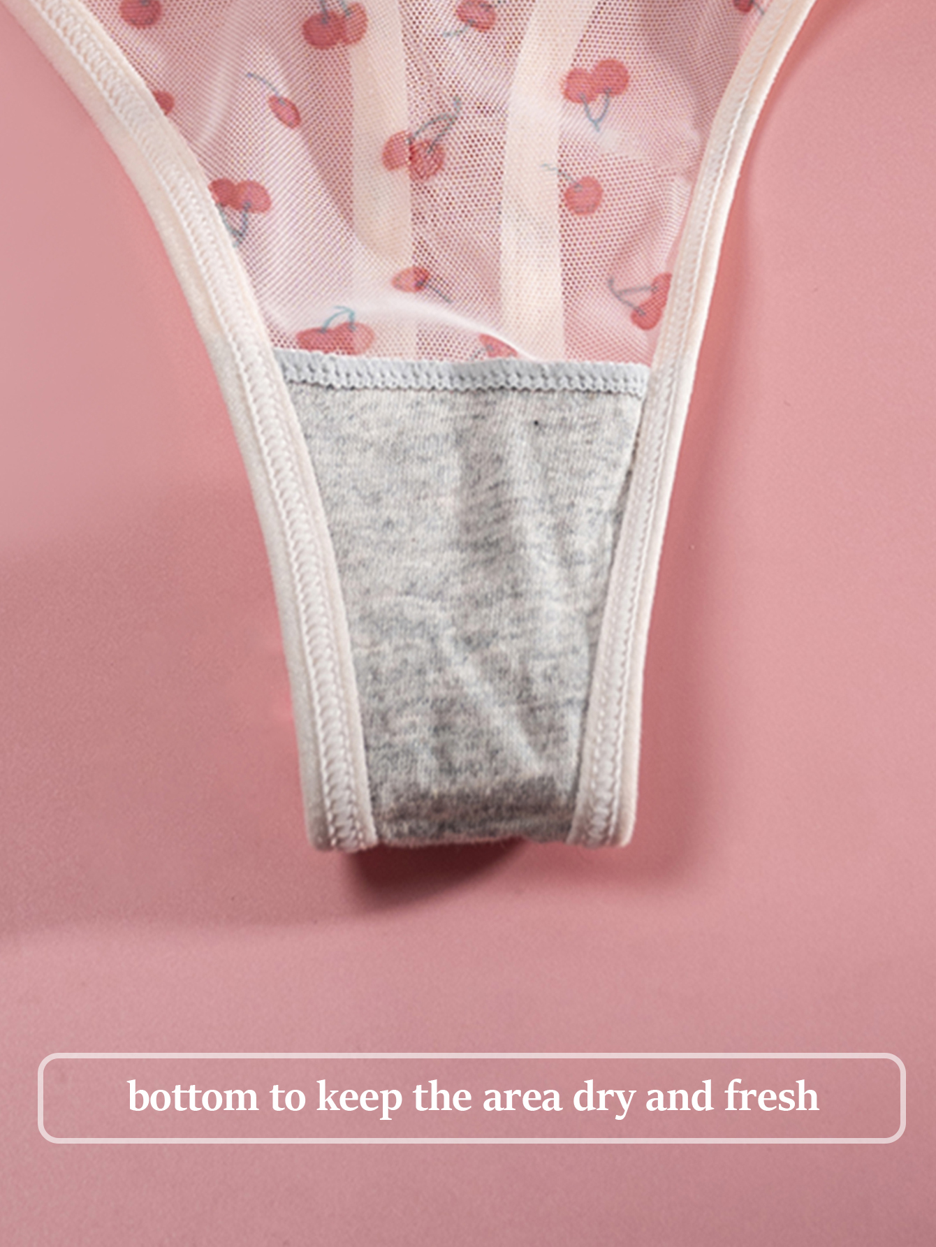 Sheer cherry print thong 803-A