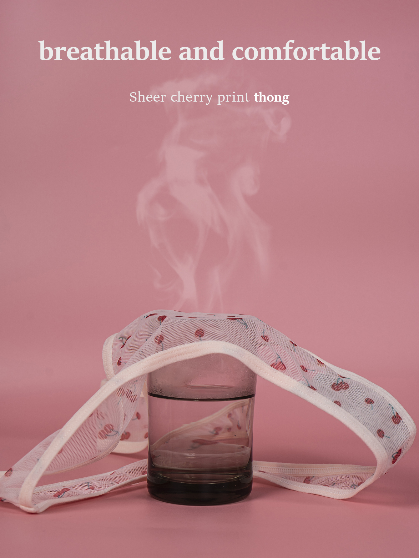 Sheer cherry print thong 803-A