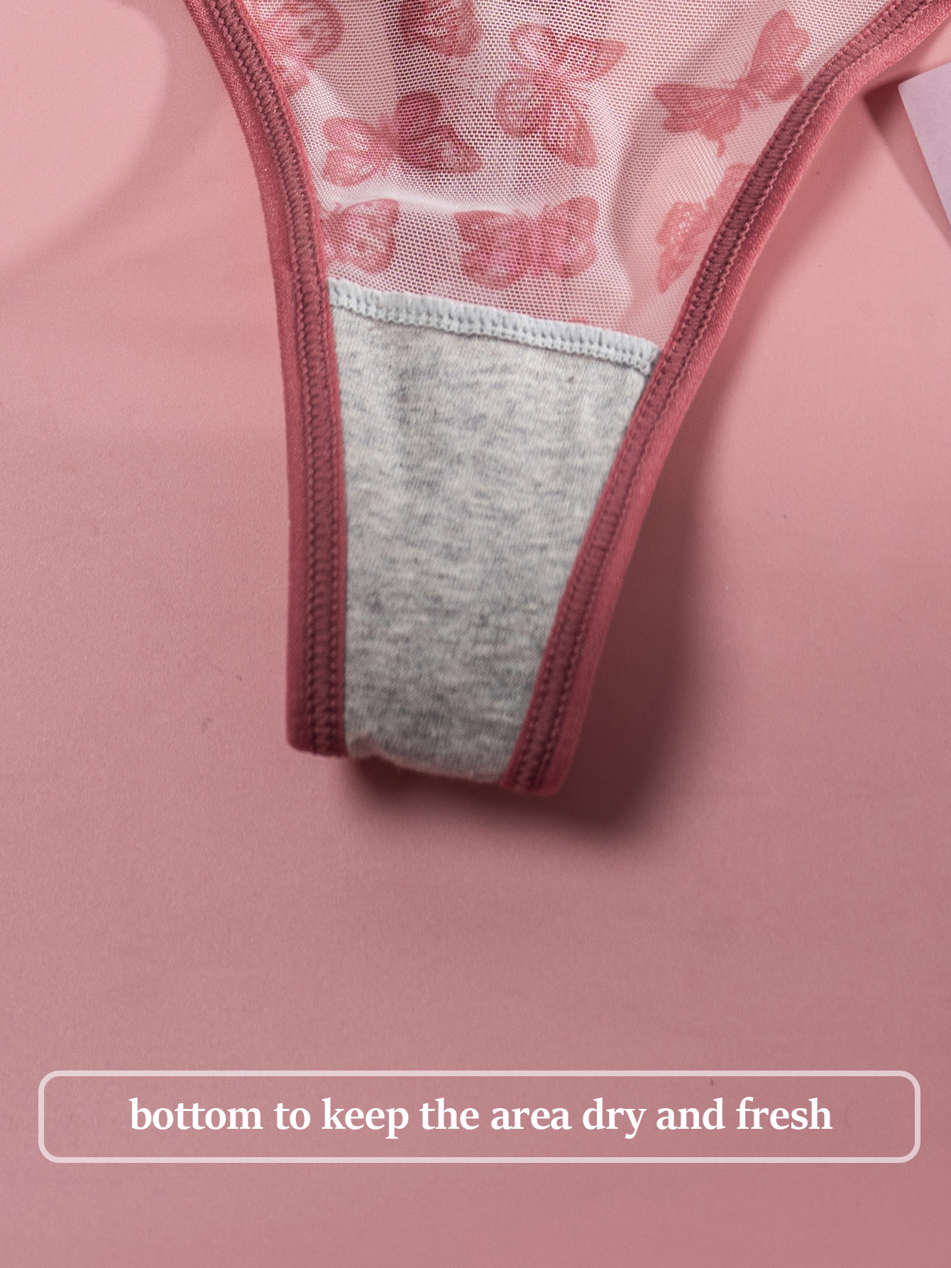 Butterfly Print Sheer Thong 803-B