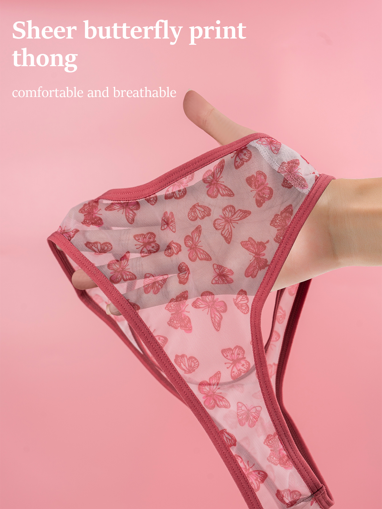 Butterfly Print Sheer Thong 803-B