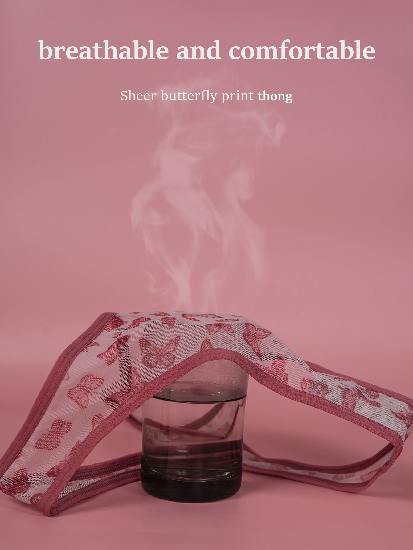 Butterfly Print Sheer Thong 803-B