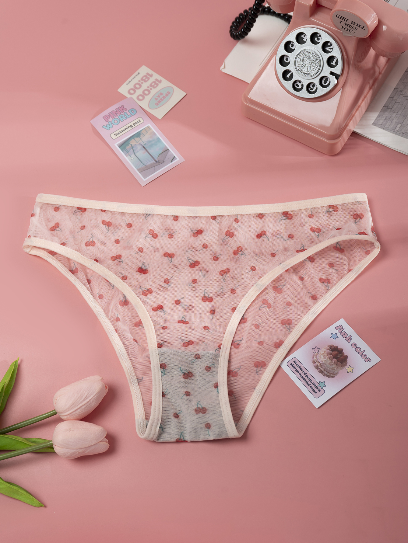 Sheer Cherry Print Panties 804-C