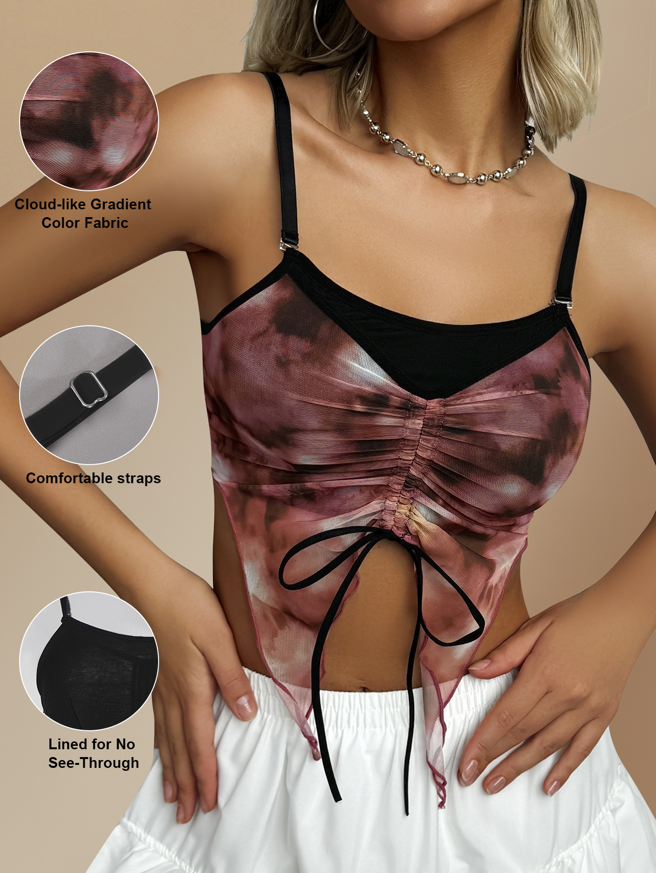 Tie-Dye Ruched Cami Top DD001