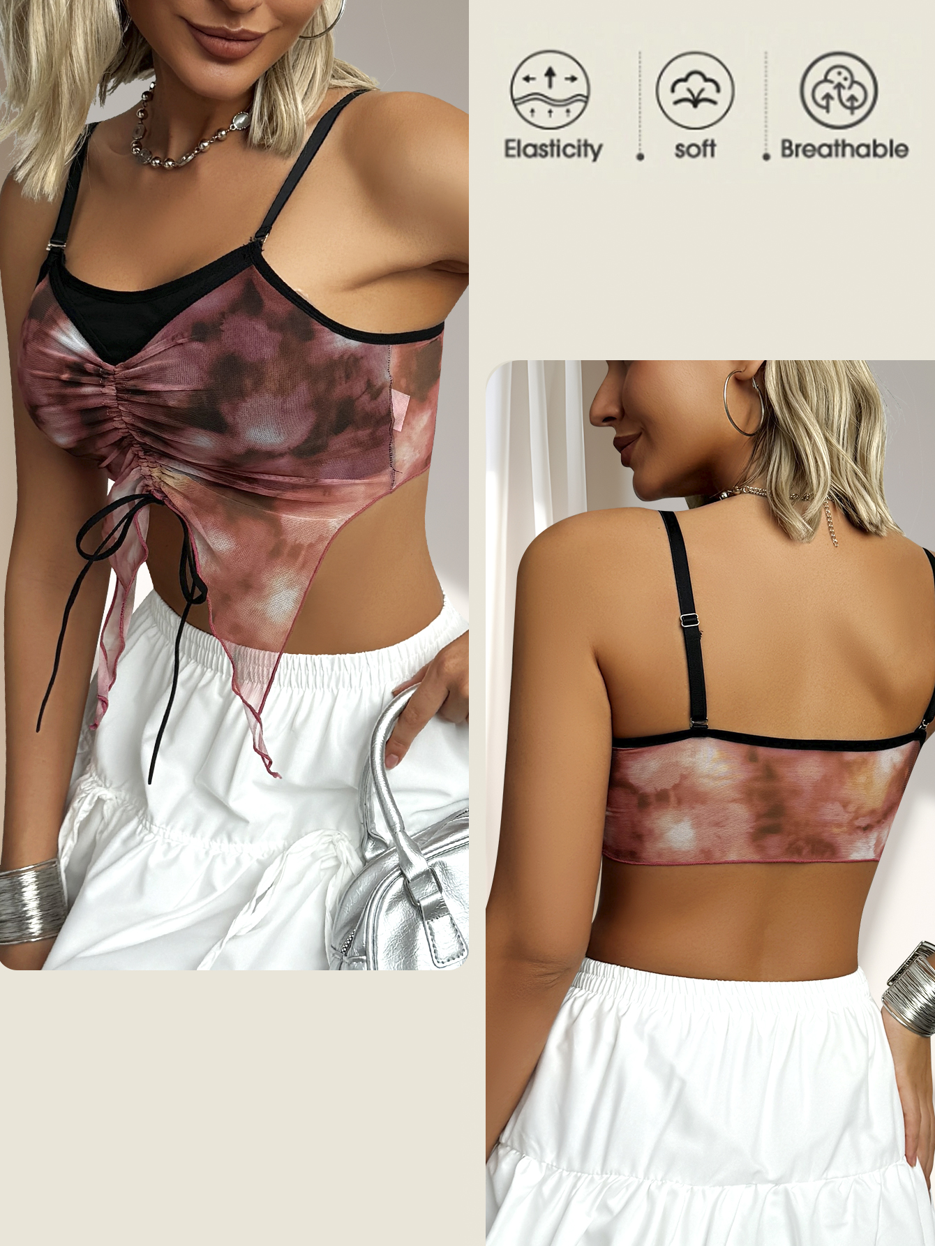 Tie-Dye Ruched Cami Top DD001
