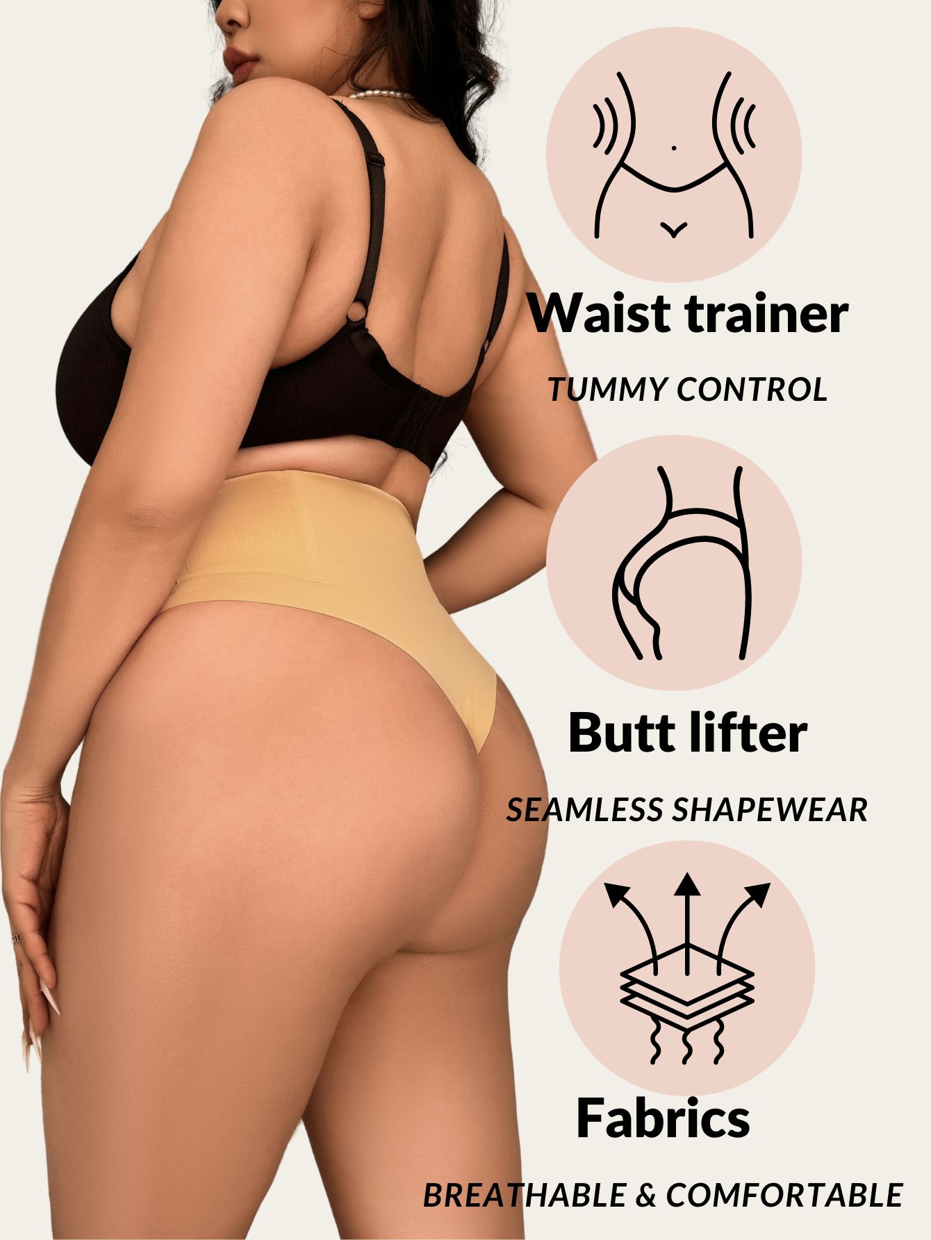 Plus-Size High-Waisted Thong GD001