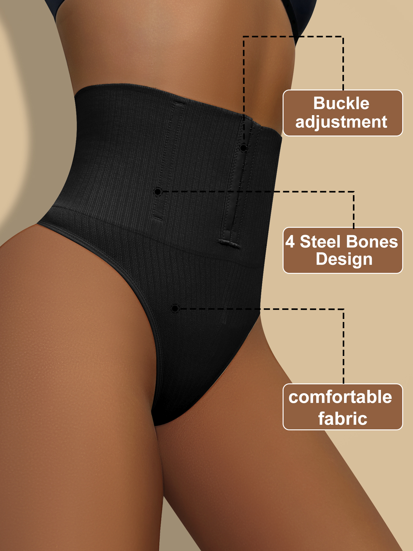High-Waist Buckle Thong 229-1