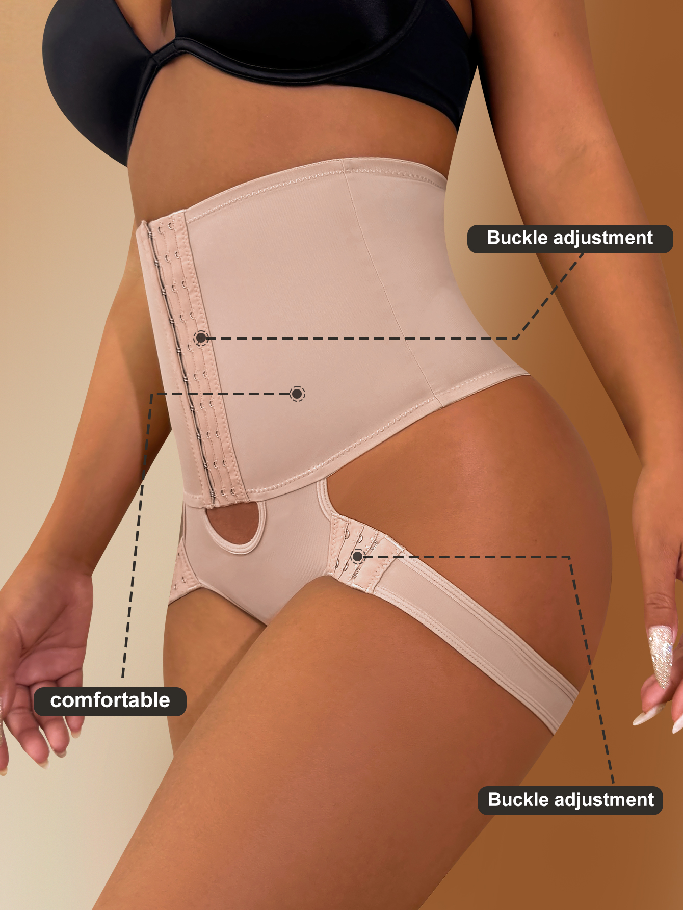 Hight-Waist Buckle Thong 8858