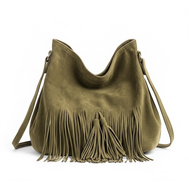 Olive Green Fringe Bag