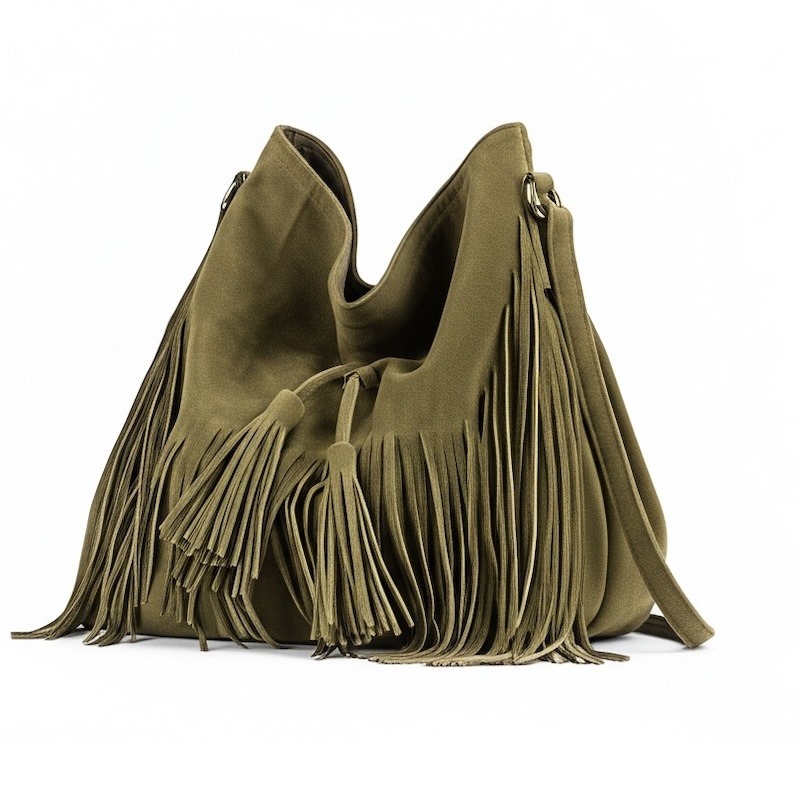 Olive Green Fringe Bag
