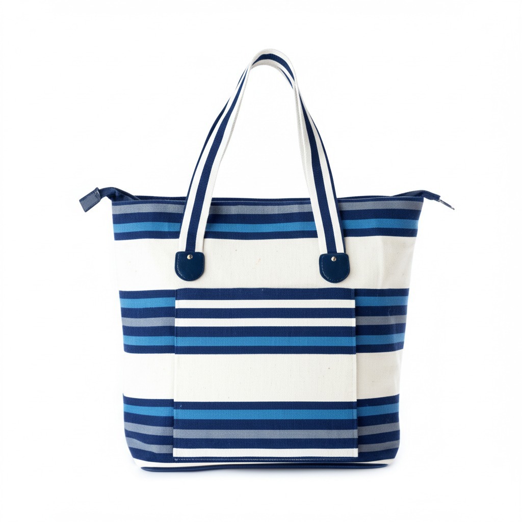 Striped Canvas Tote Bag
