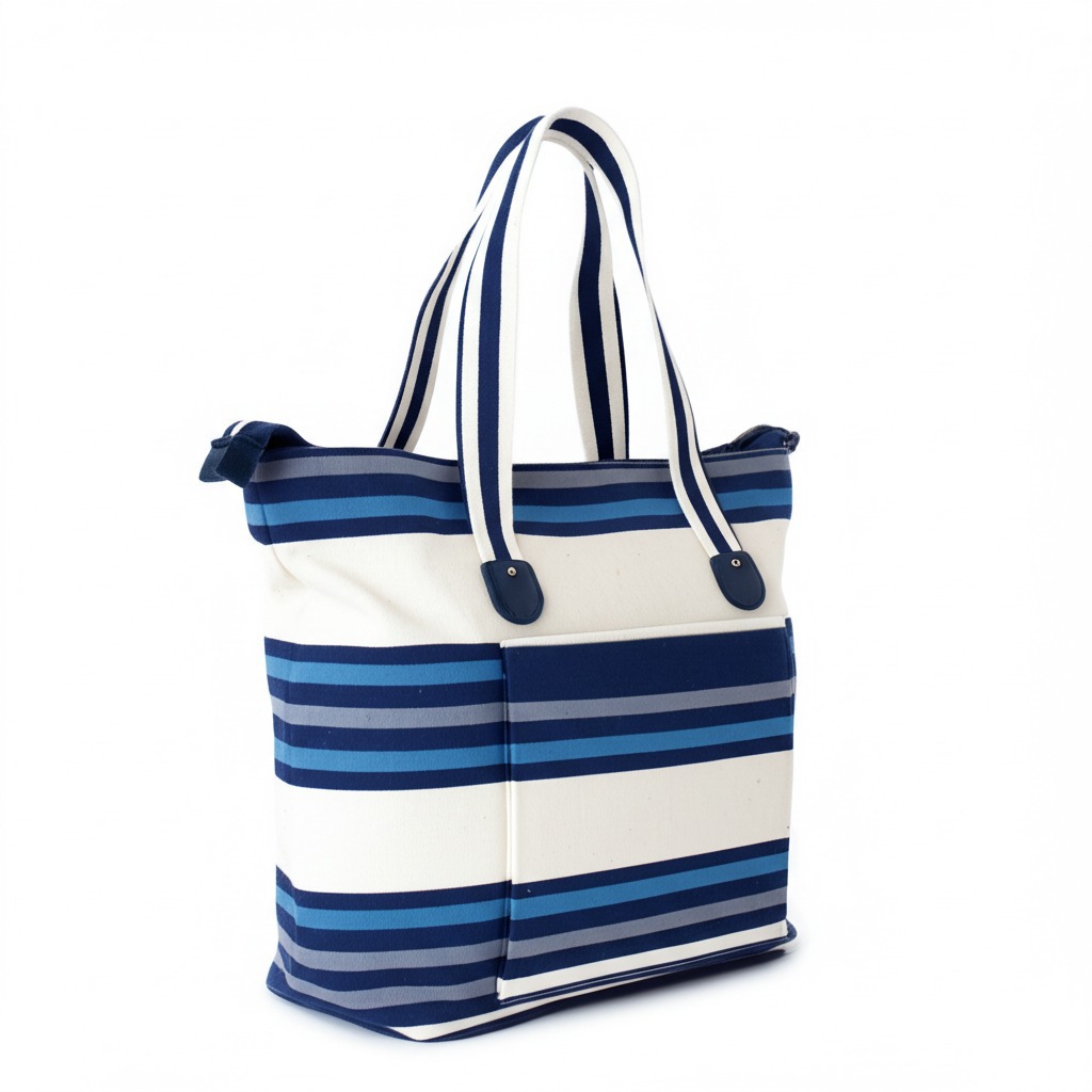 Striped Canvas Tote Bag
