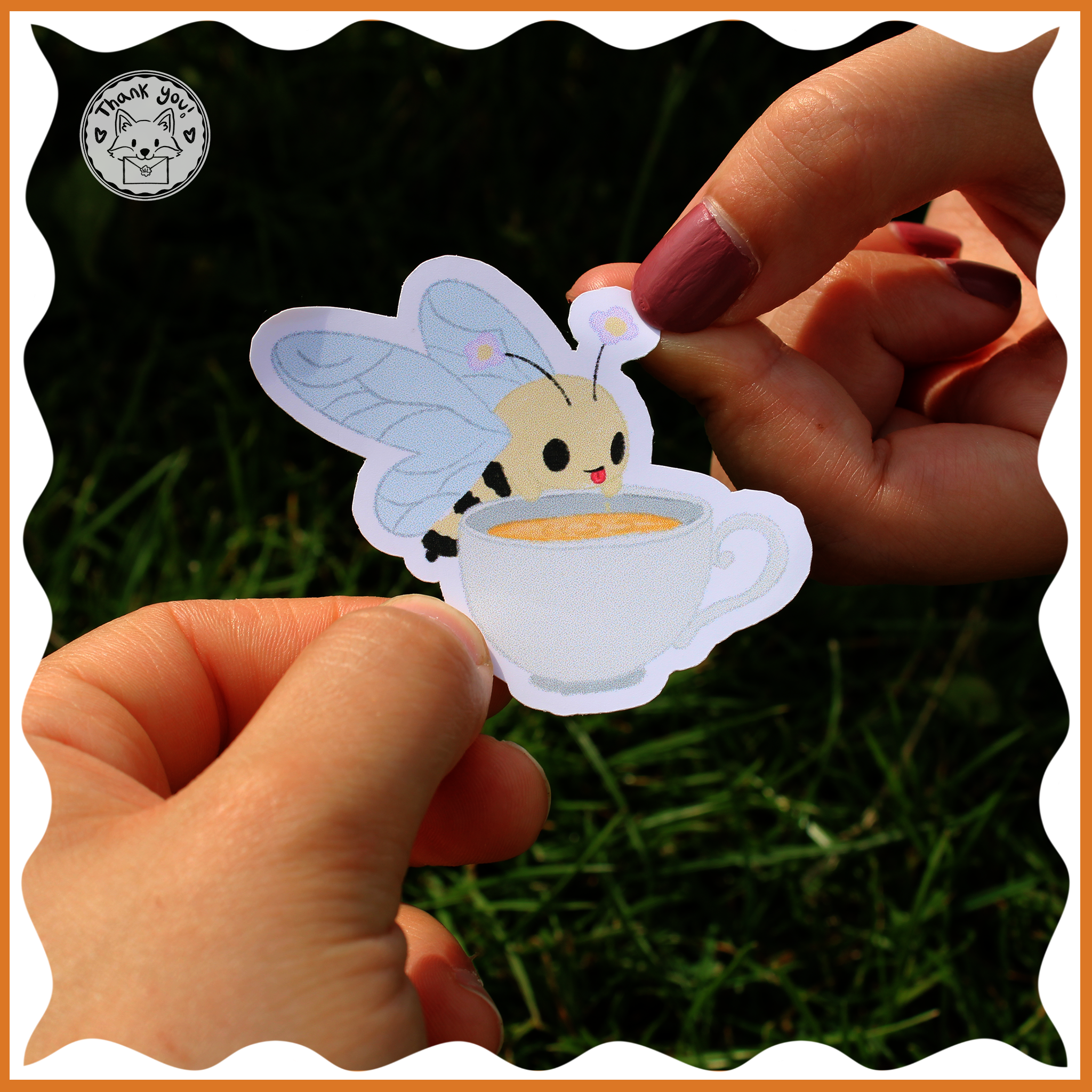 Bee with Coffee Cup Sticker