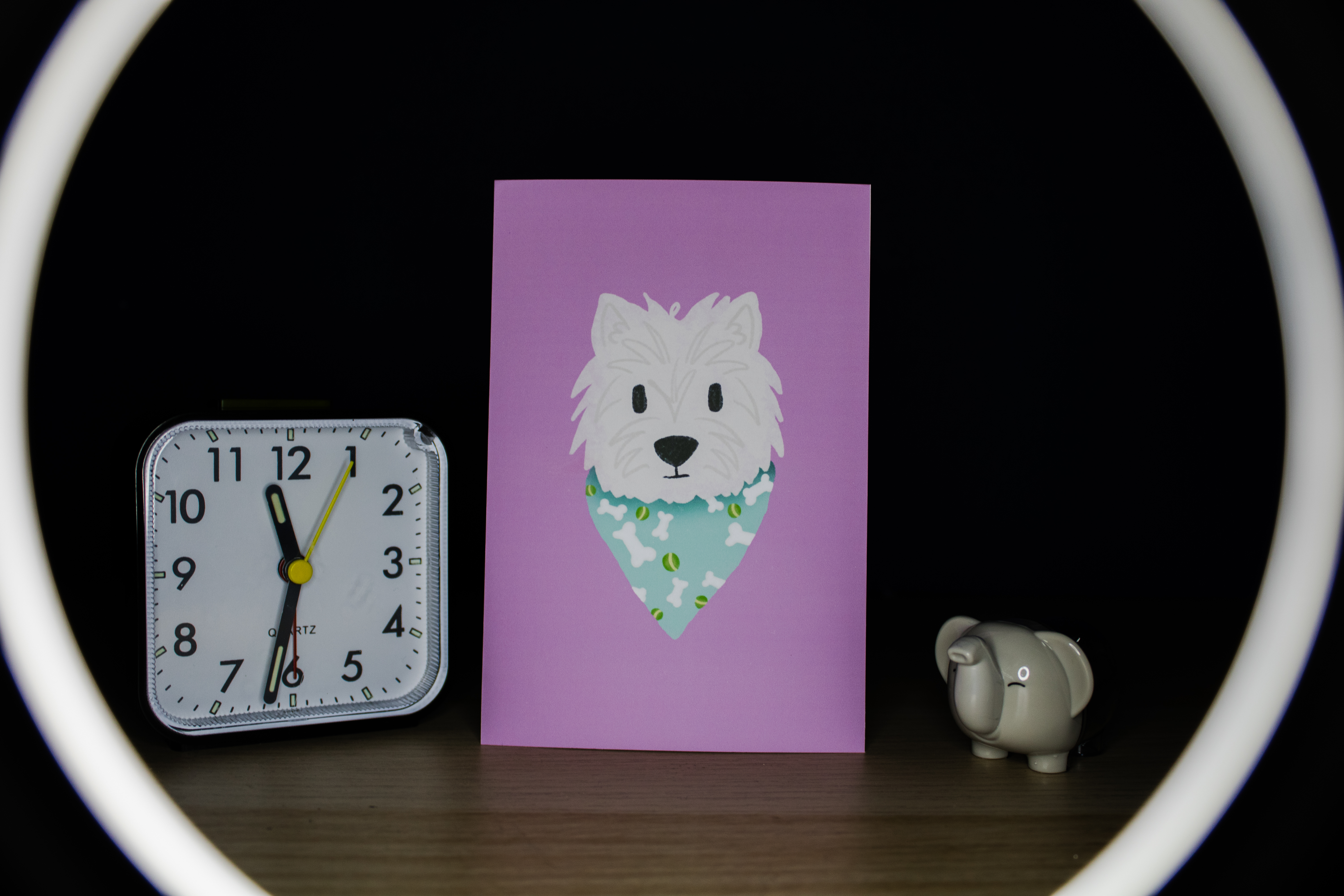 Westie with Tennis Ball Bandana Illustrated Print 6x4"