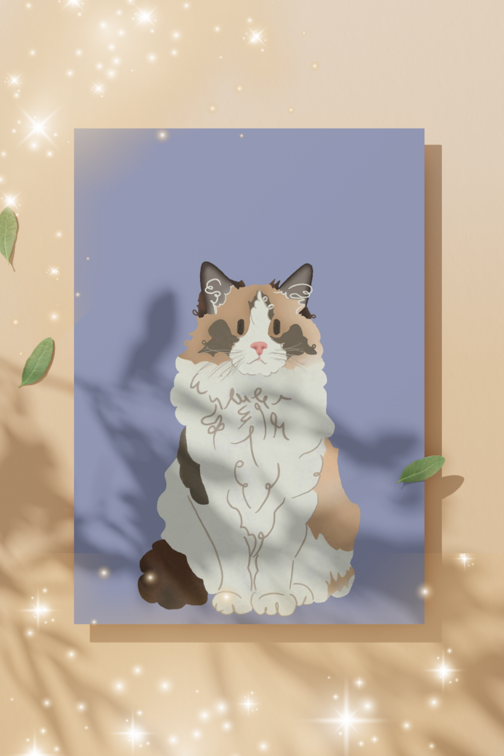 Ragdoll Cat Illustrated Print – 6x4"