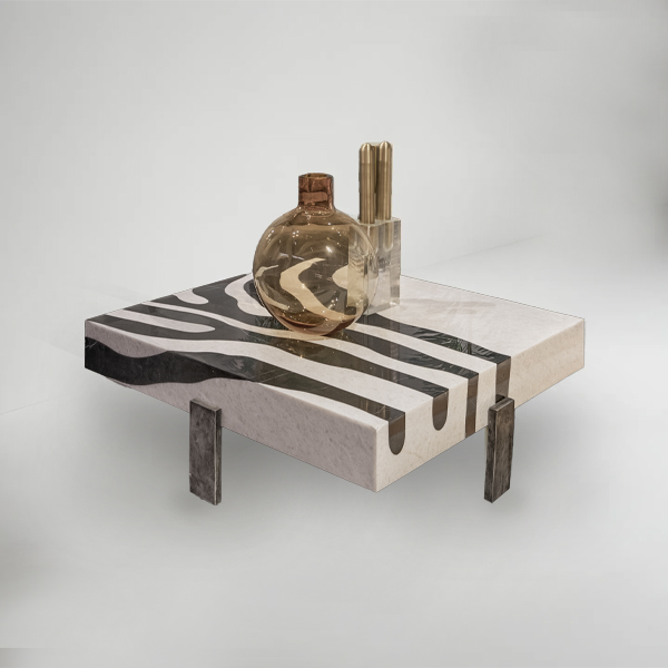 Zebra marble coffee table