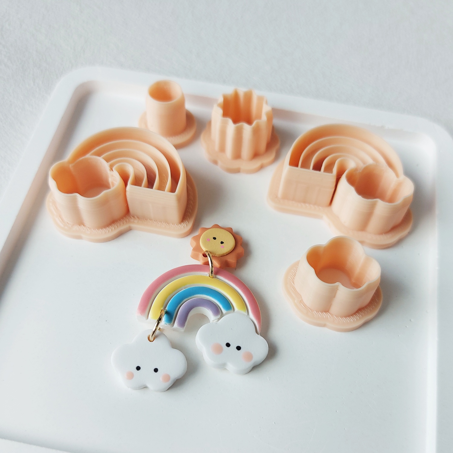 Rainbow Cloud Sun Cutter Set for Polymer Clay Earrings