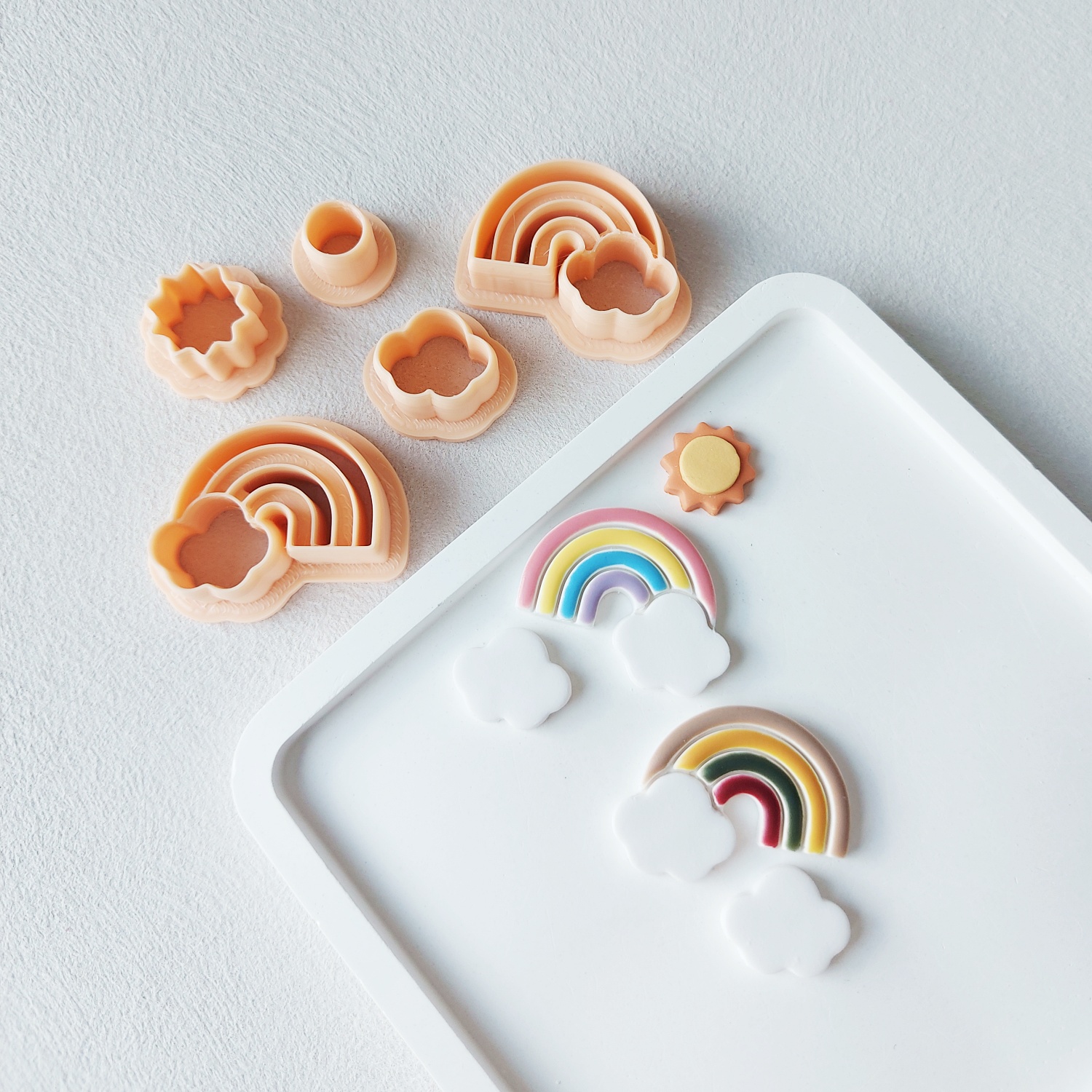 Rainbow Cloud Sun Cutter Set for Polymer Clay Earrings