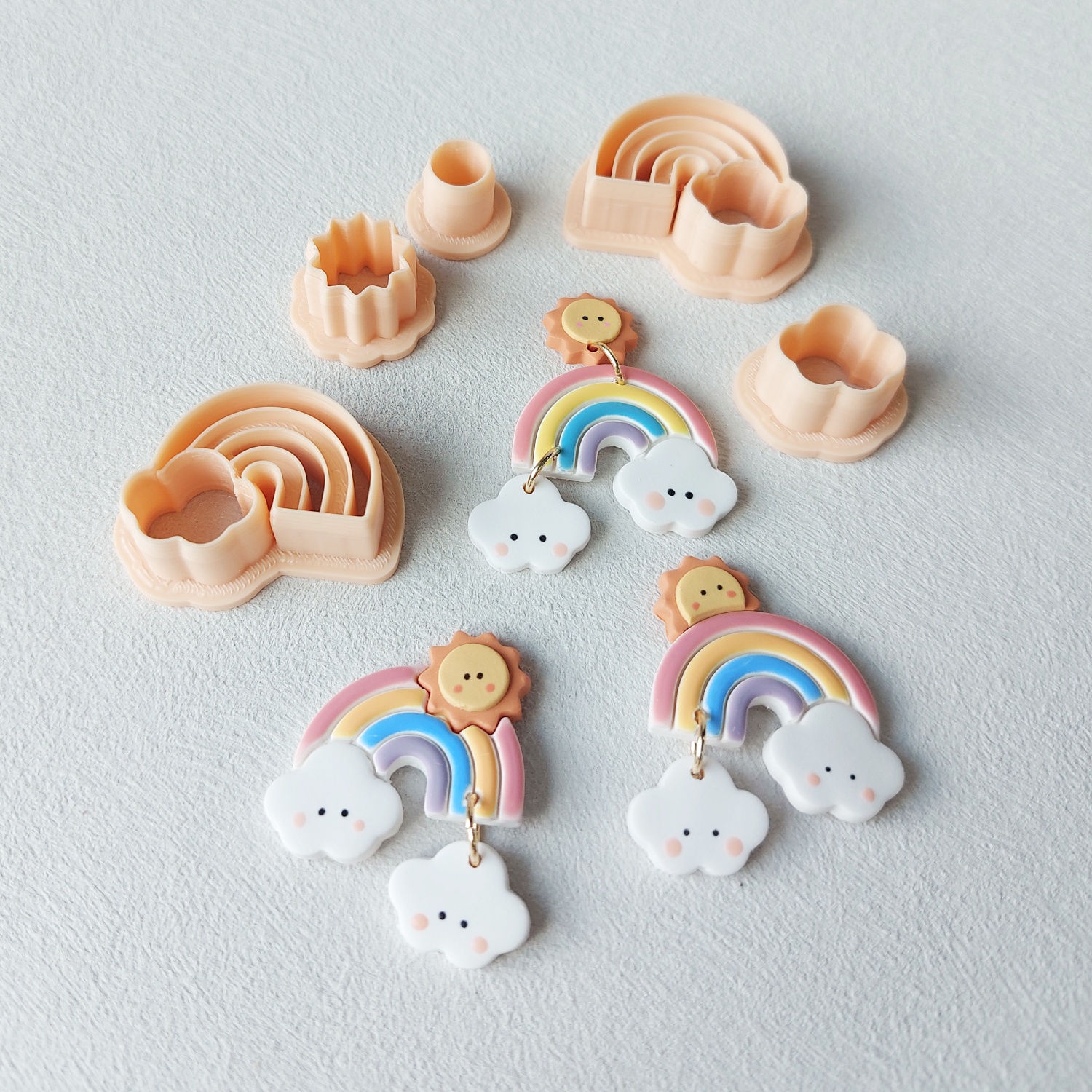 Rainbow Cloud Sun Cutter Set for Polymer Clay Earrings