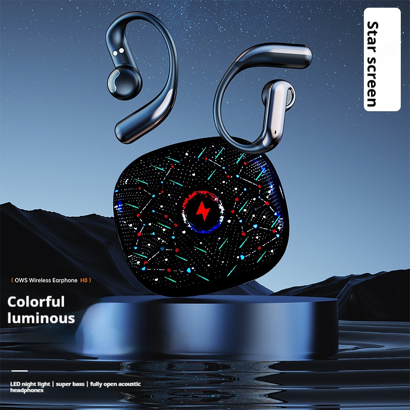 H8 Illuminated LED star screen display open ear wireless headset Bluetooth TWS earphones