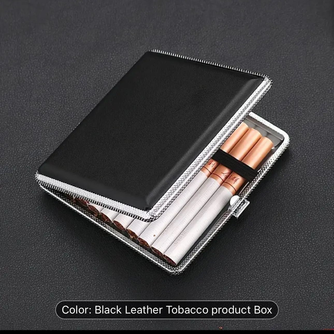 Black Faux Leather Cigarette Case