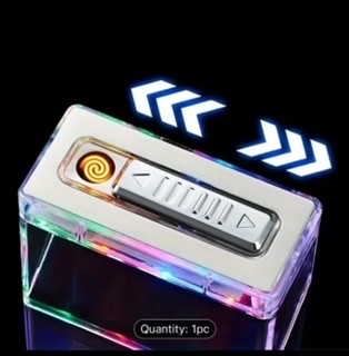Stylish Transparent Cigarettes Box + Electric Lighter 2 in 1