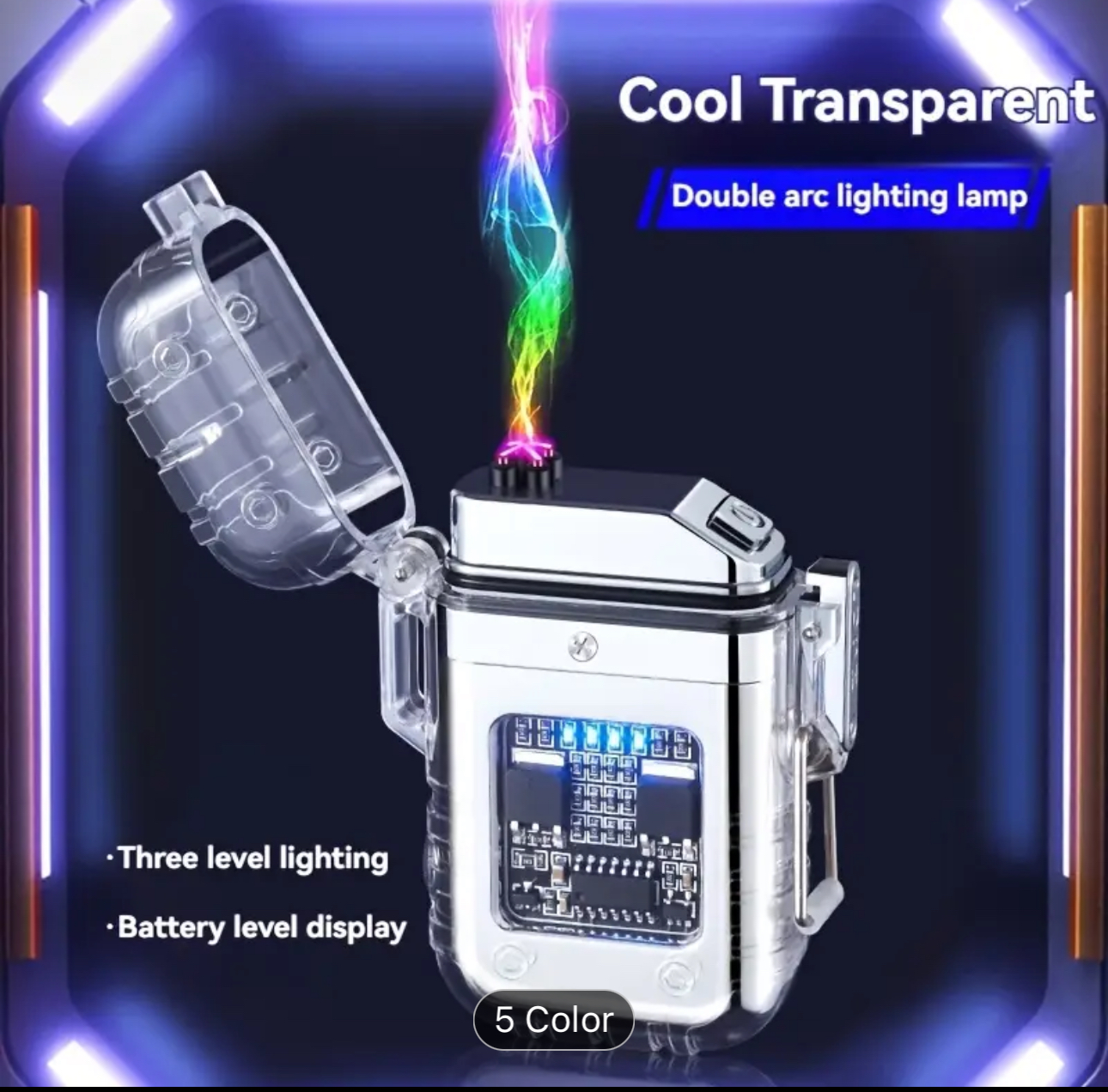 Electric Cool Transparent Double Arc Lighter (Assorted)
