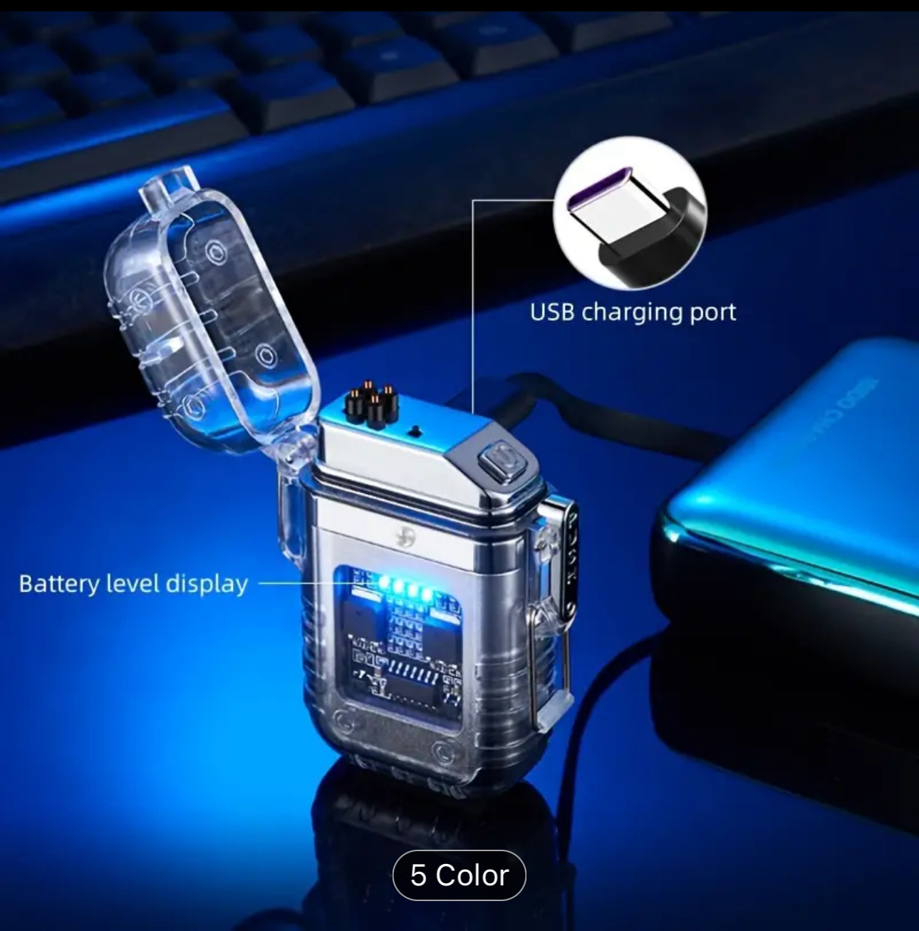 Electric Cool Transparent Double Arc Lighter (Assorted)