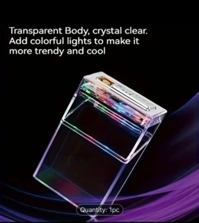 Stylish Transparent Cigarettes Box + Electric Lighter 2 in 1