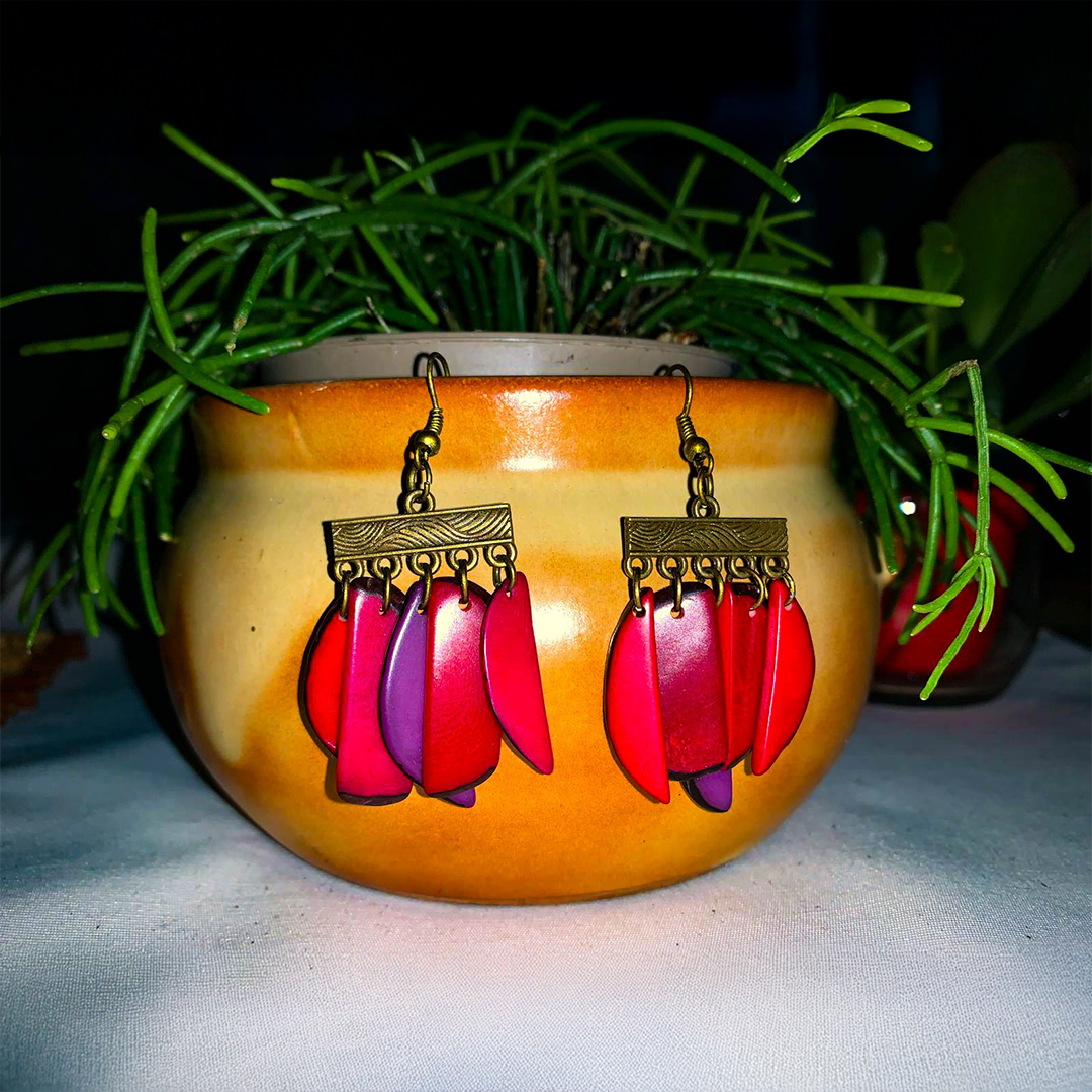 Boucles d'oreille en ivoire végétale