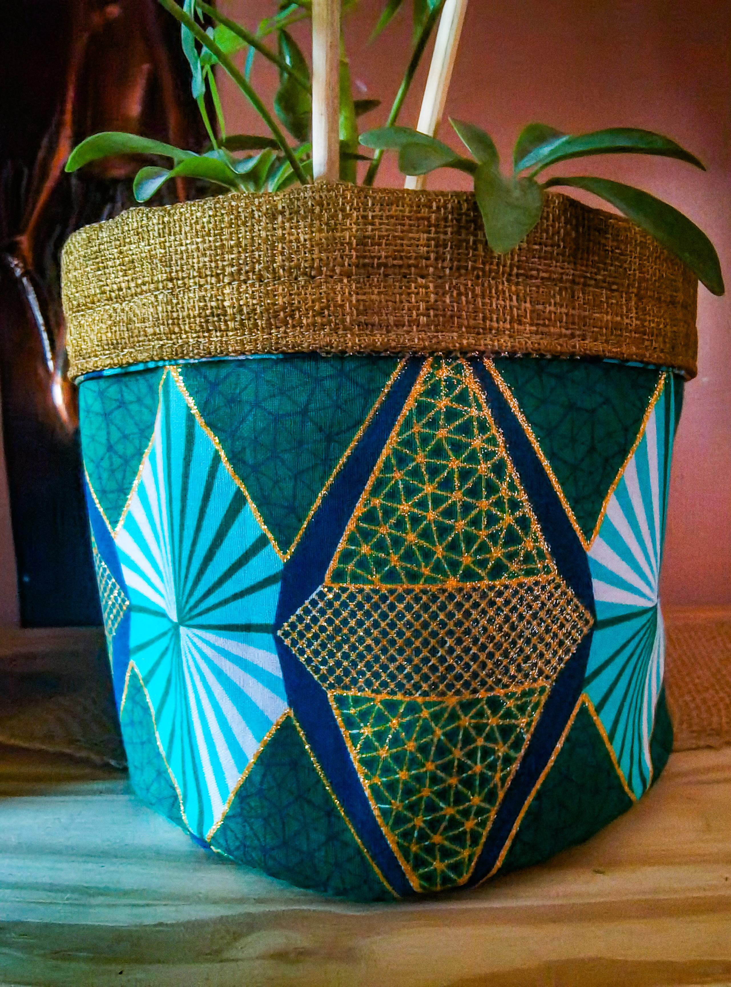 Cache-pot en tissu wax