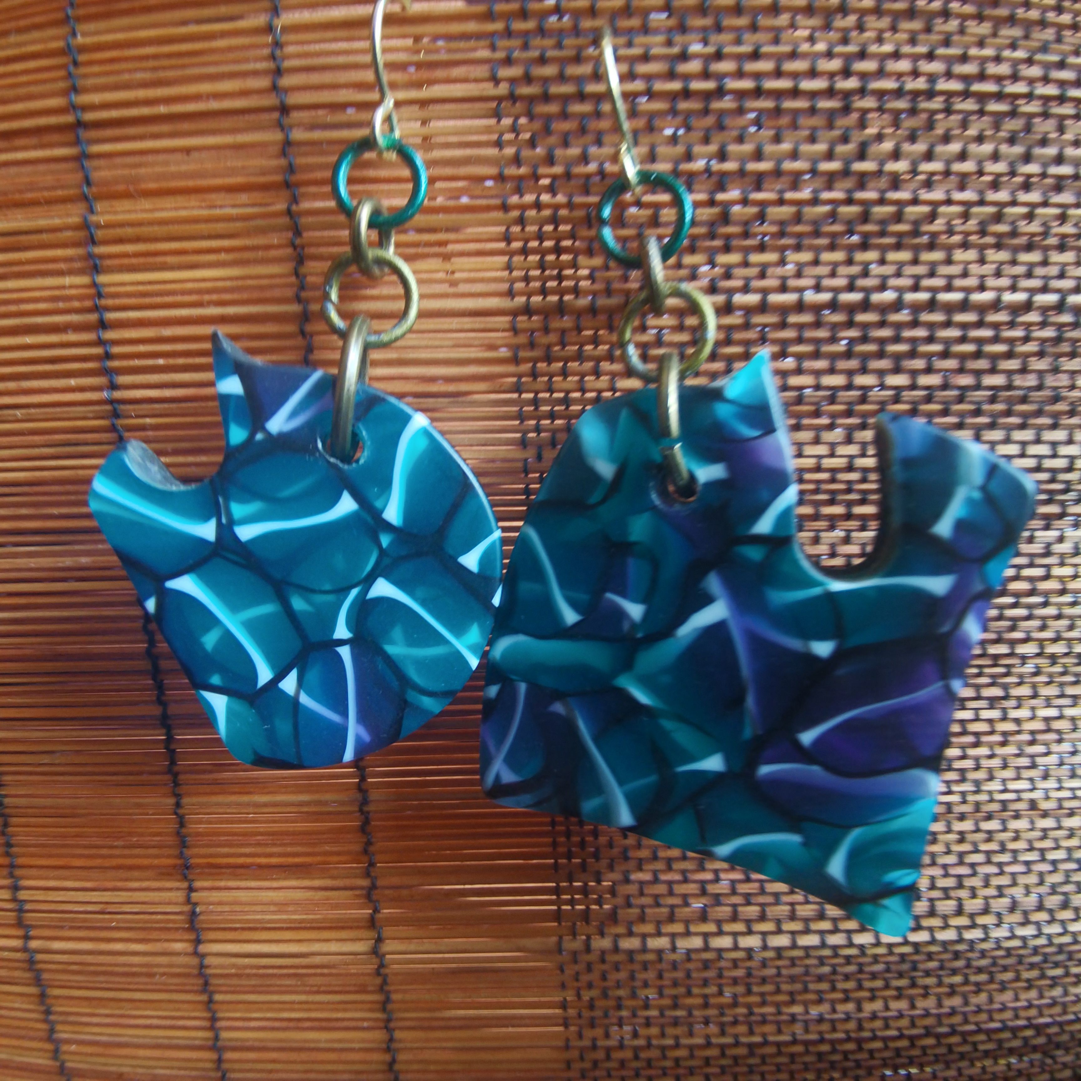 Boucles d’oreilles upcyclé bleu