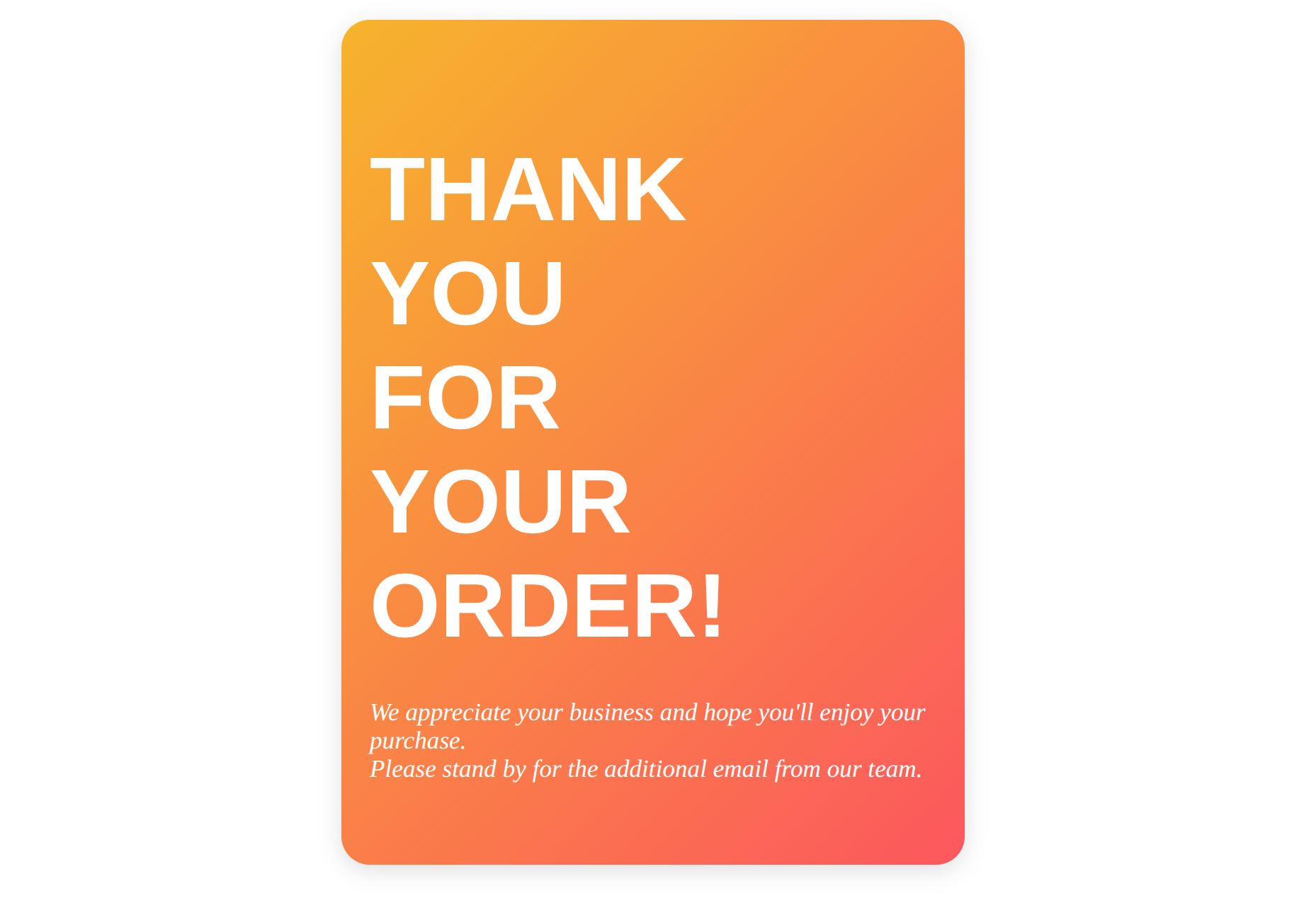 Thank You For Your Order Emails