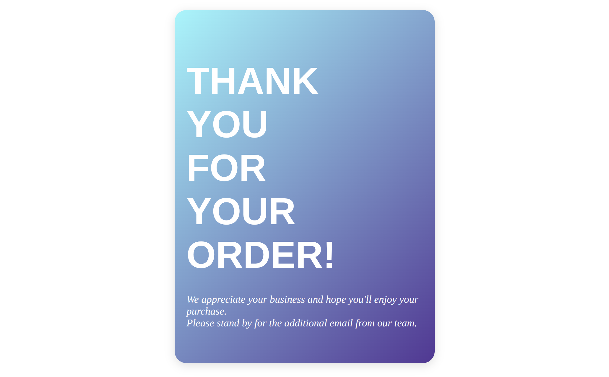 Thank You For Your Order Emails