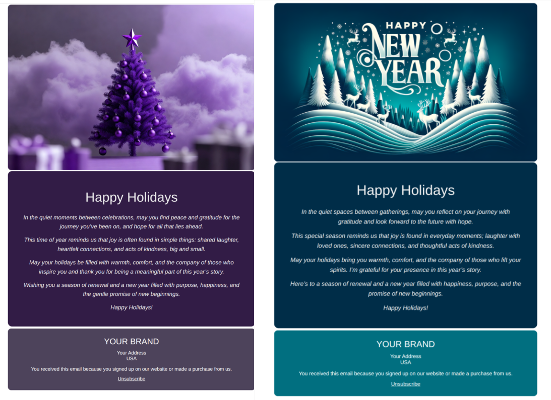 Two Holiday Email Templates