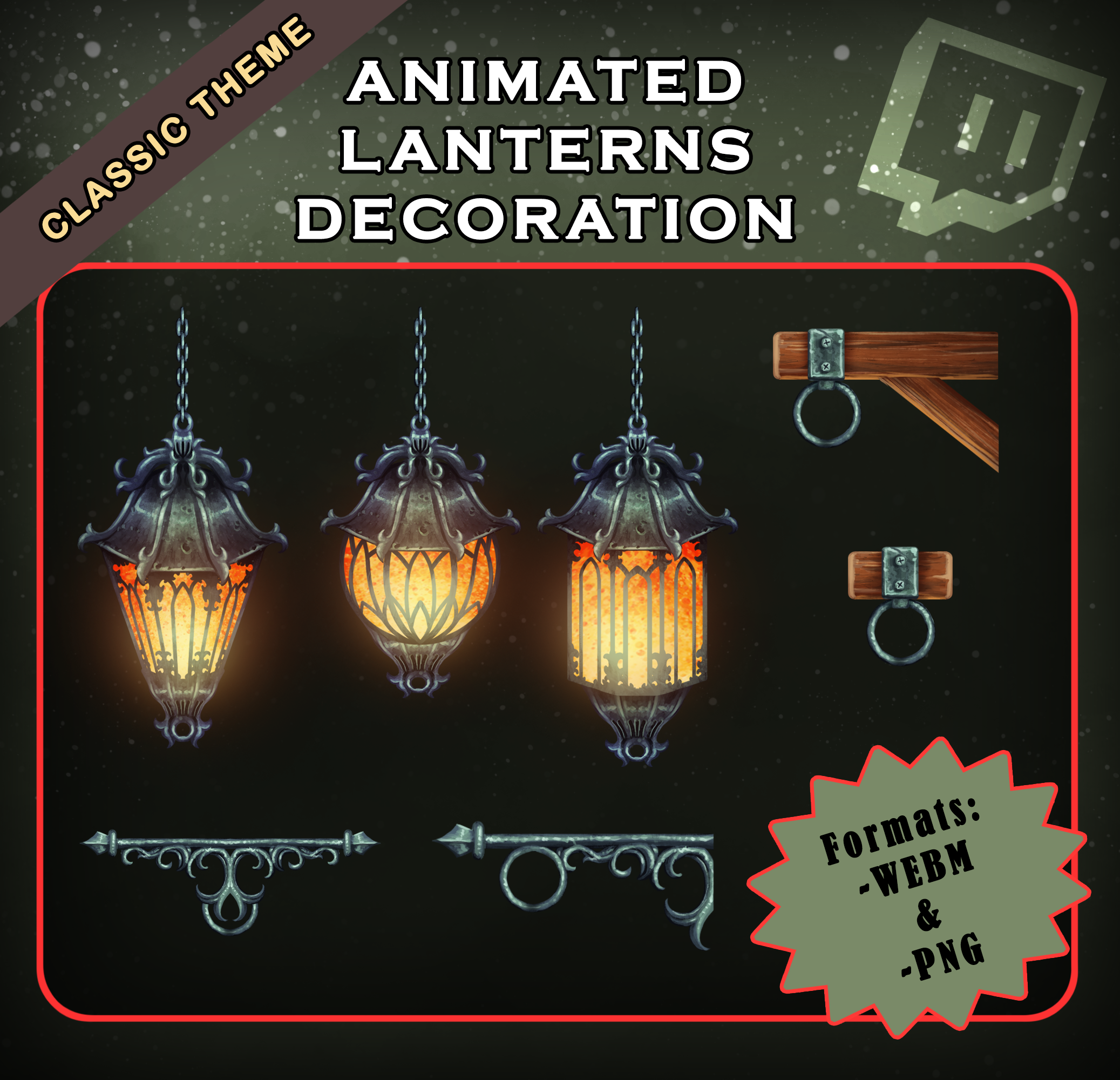 Animated Cute Lantern Decorations Stream Ornamentation pack