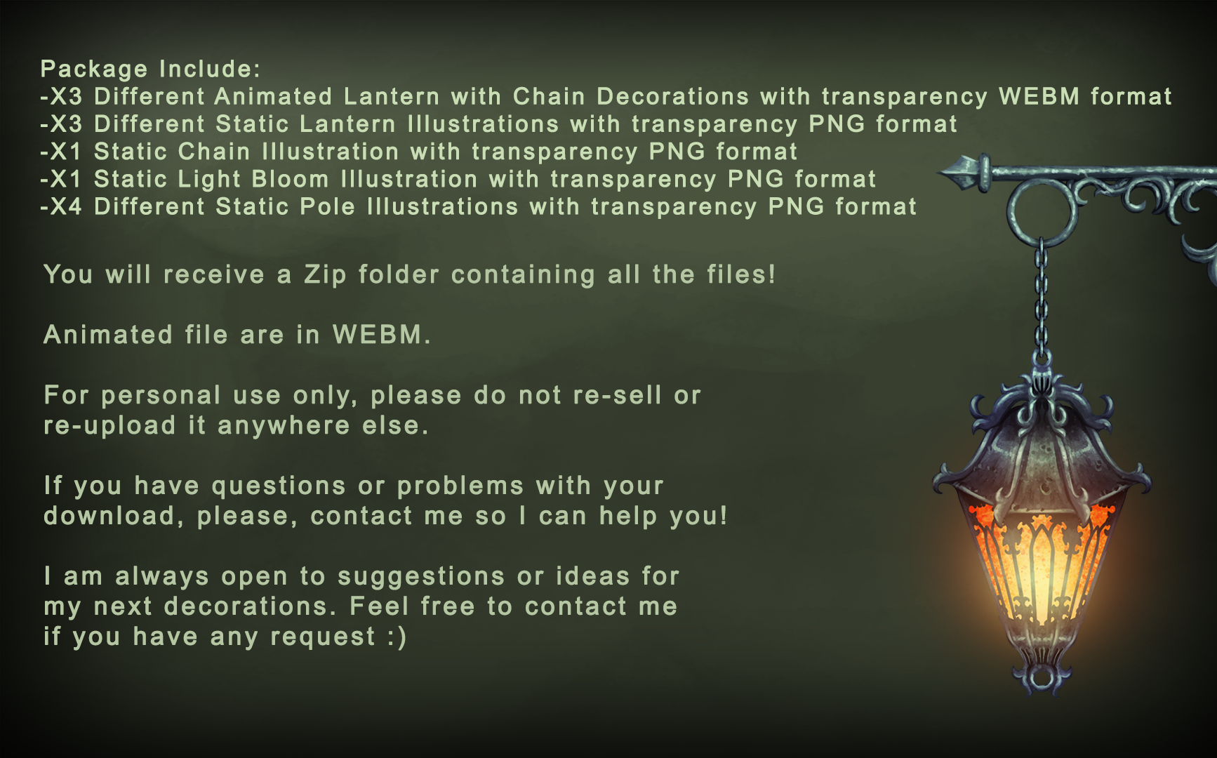 Animated Cute Lantern Decorations Stream Ornamentation pack