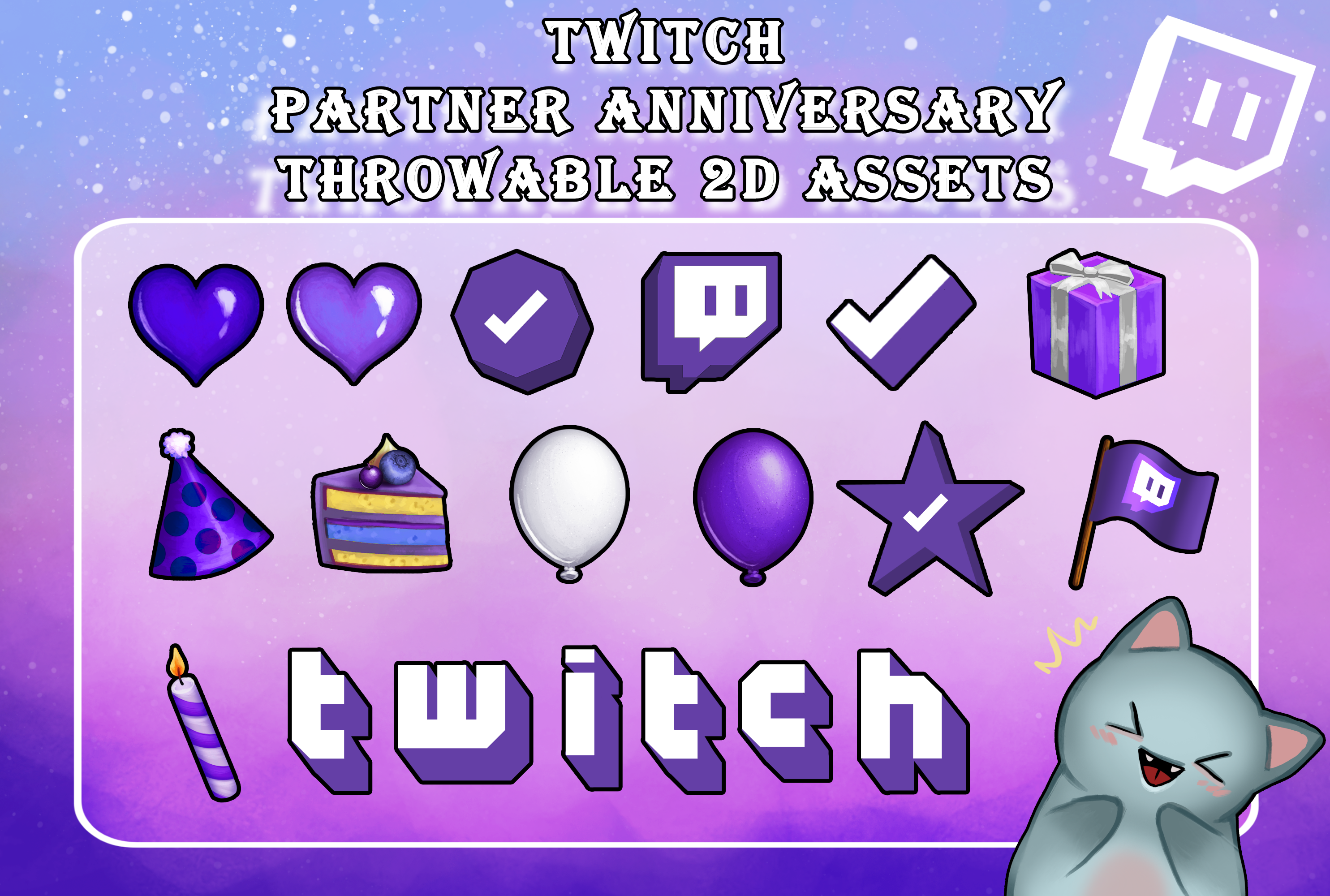 Cute Throwable 2D Assets Pack Twitch Anniversary Stream Bundle