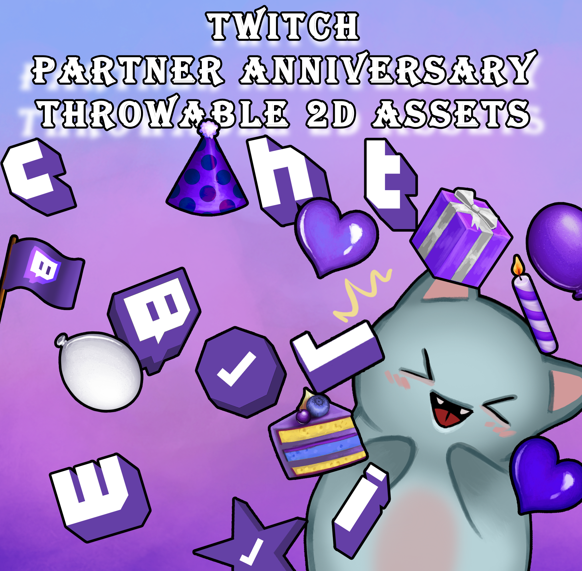 Cute Throwable 2D Assets Pack Twitch Anniversary Stream Bundle