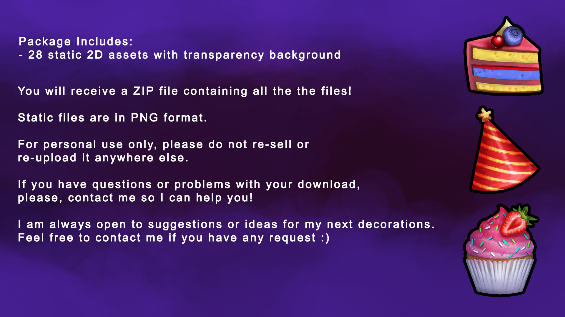 Cute Throwable 2D Assets Pack Birthday Stream Bundle 