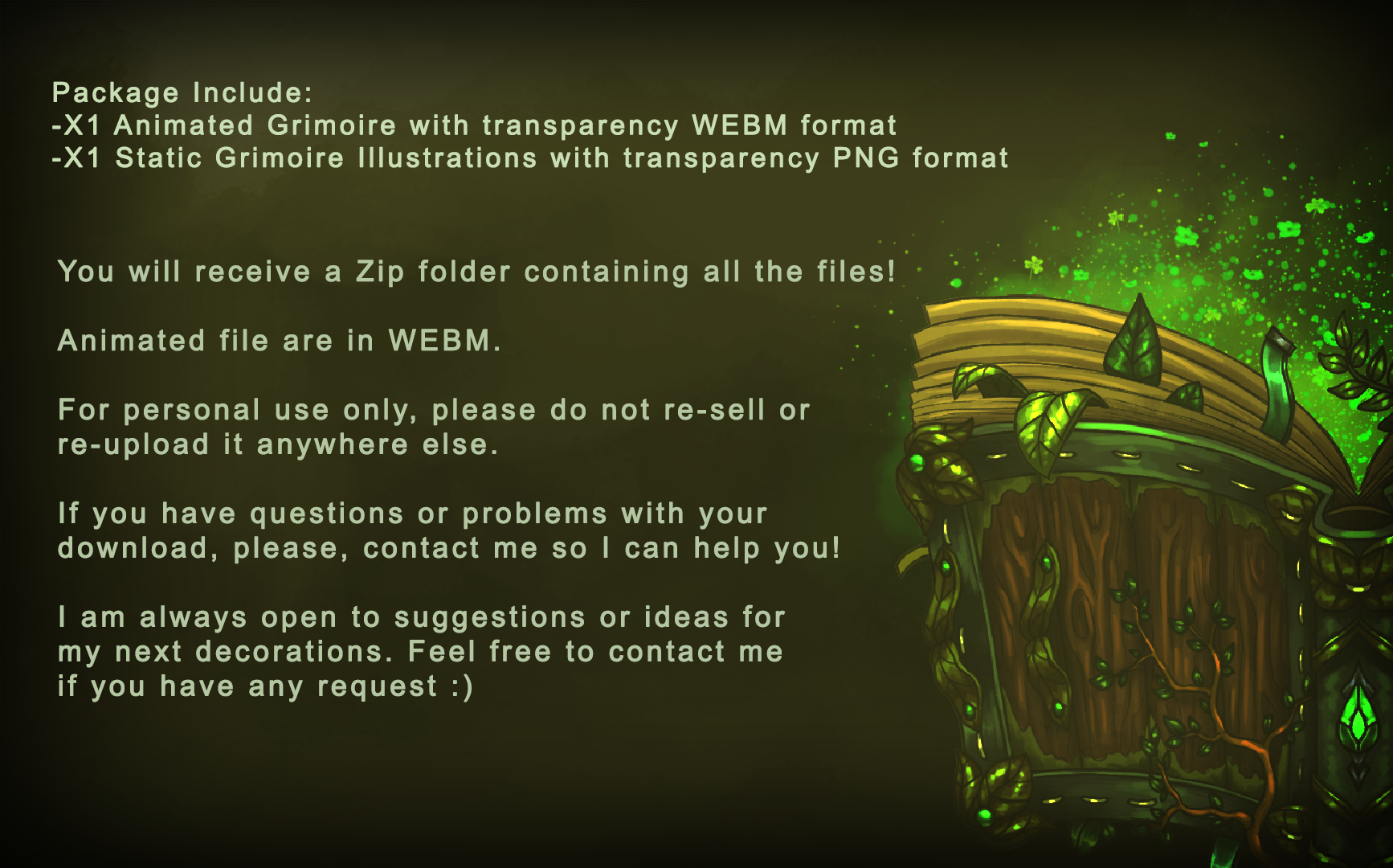 Cute Plant Magic Grimoire Vtuber Asset