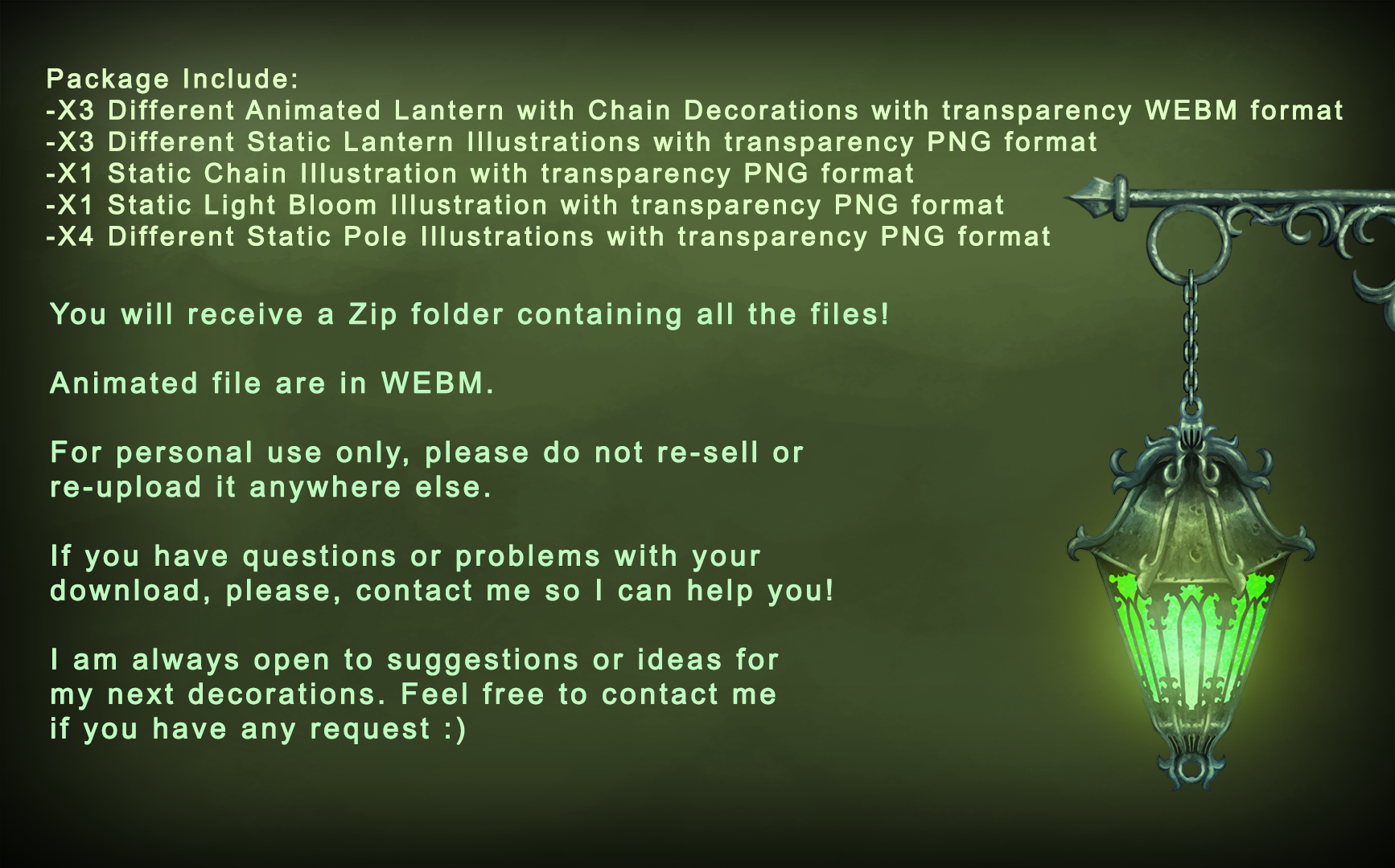 Animated Cute Lantern Decorations Stream Ornamentation pack