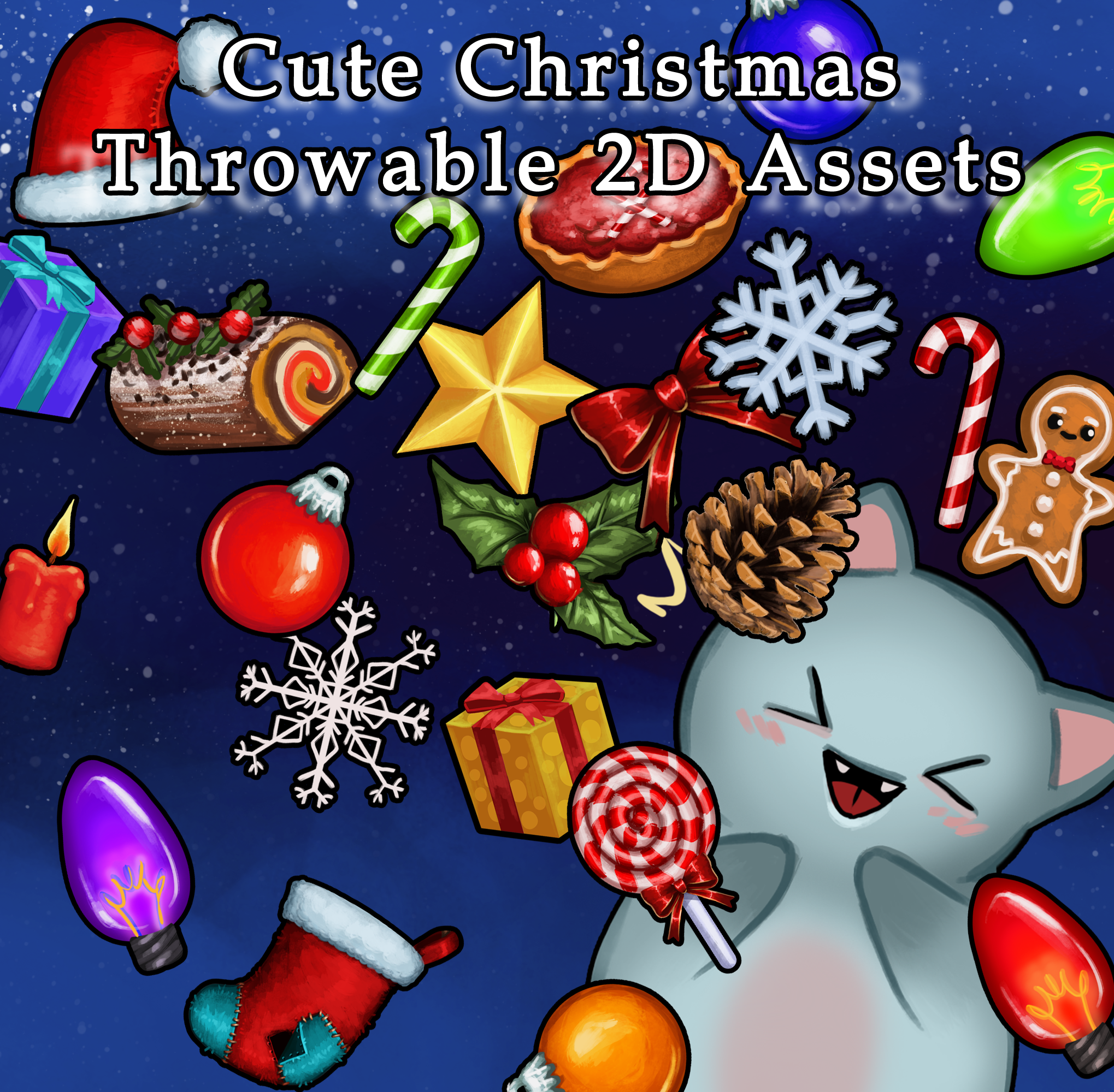 Cute Throwable 2D Assets Pack Christmas Stream Bundle