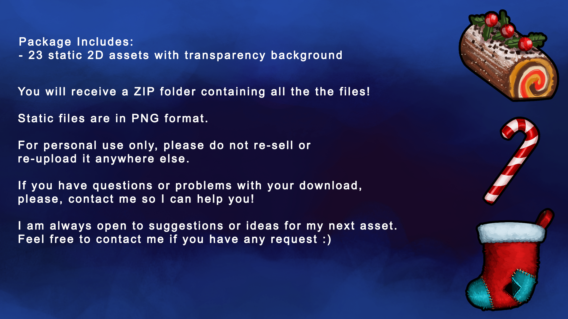 Cute Throwable 2D Assets Pack Christmas Stream Bundle