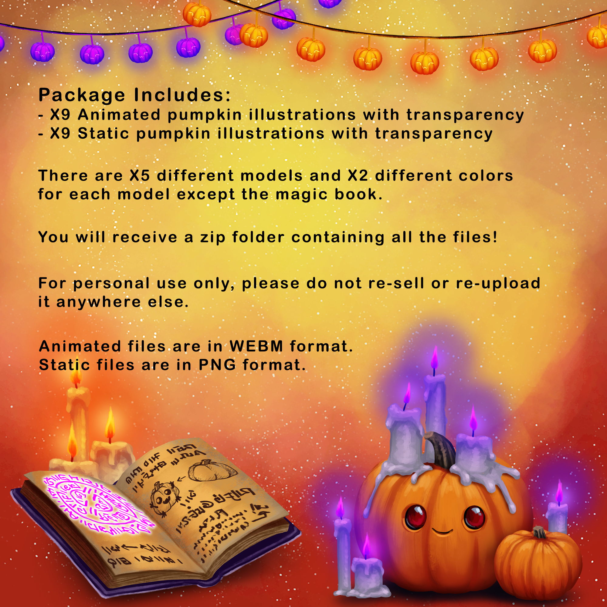 Animated Cute Pumpkin Decorations Pack