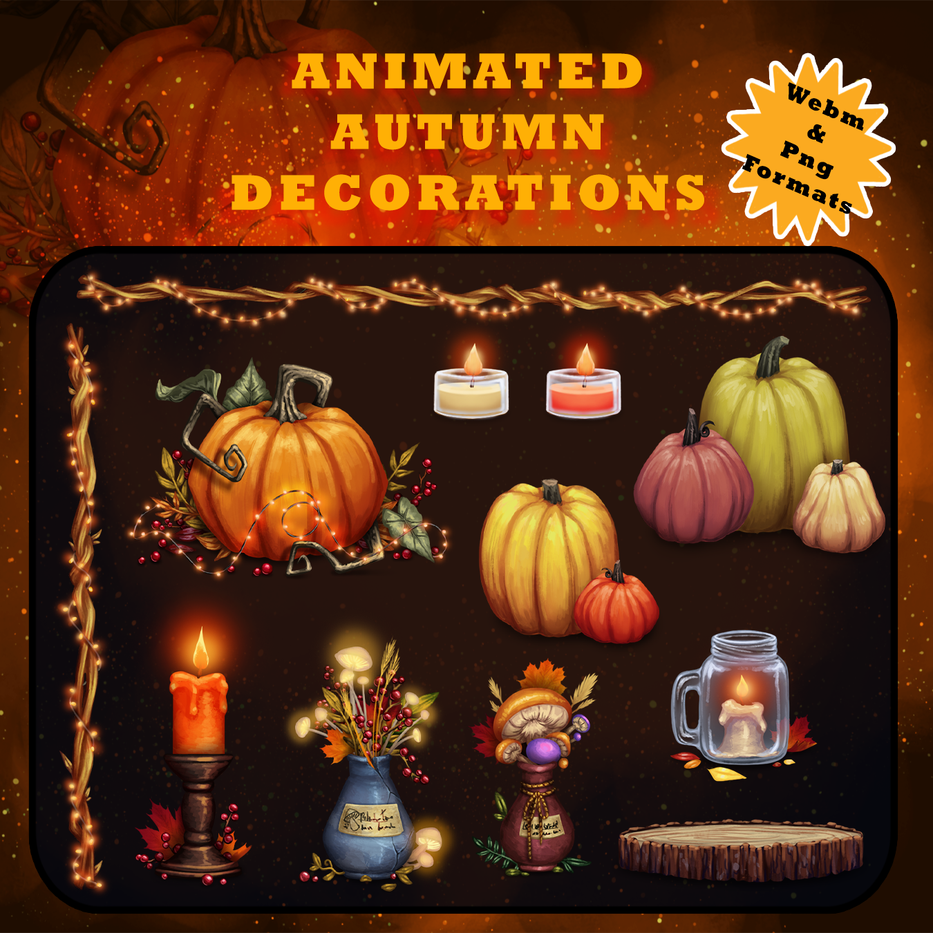 Animated Cute Autumn Decorations Pack