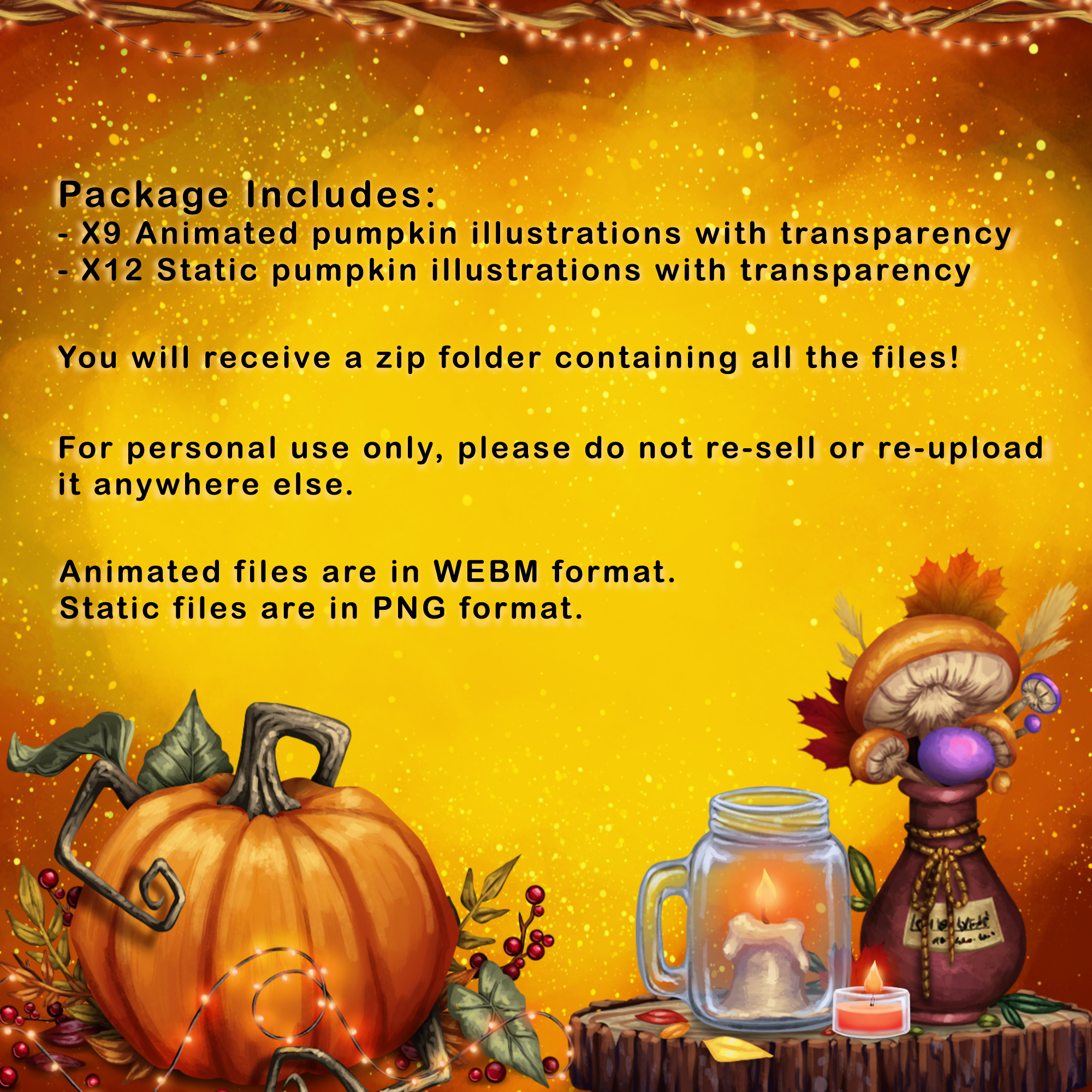 Animated Cute Autumn Decorations Pack